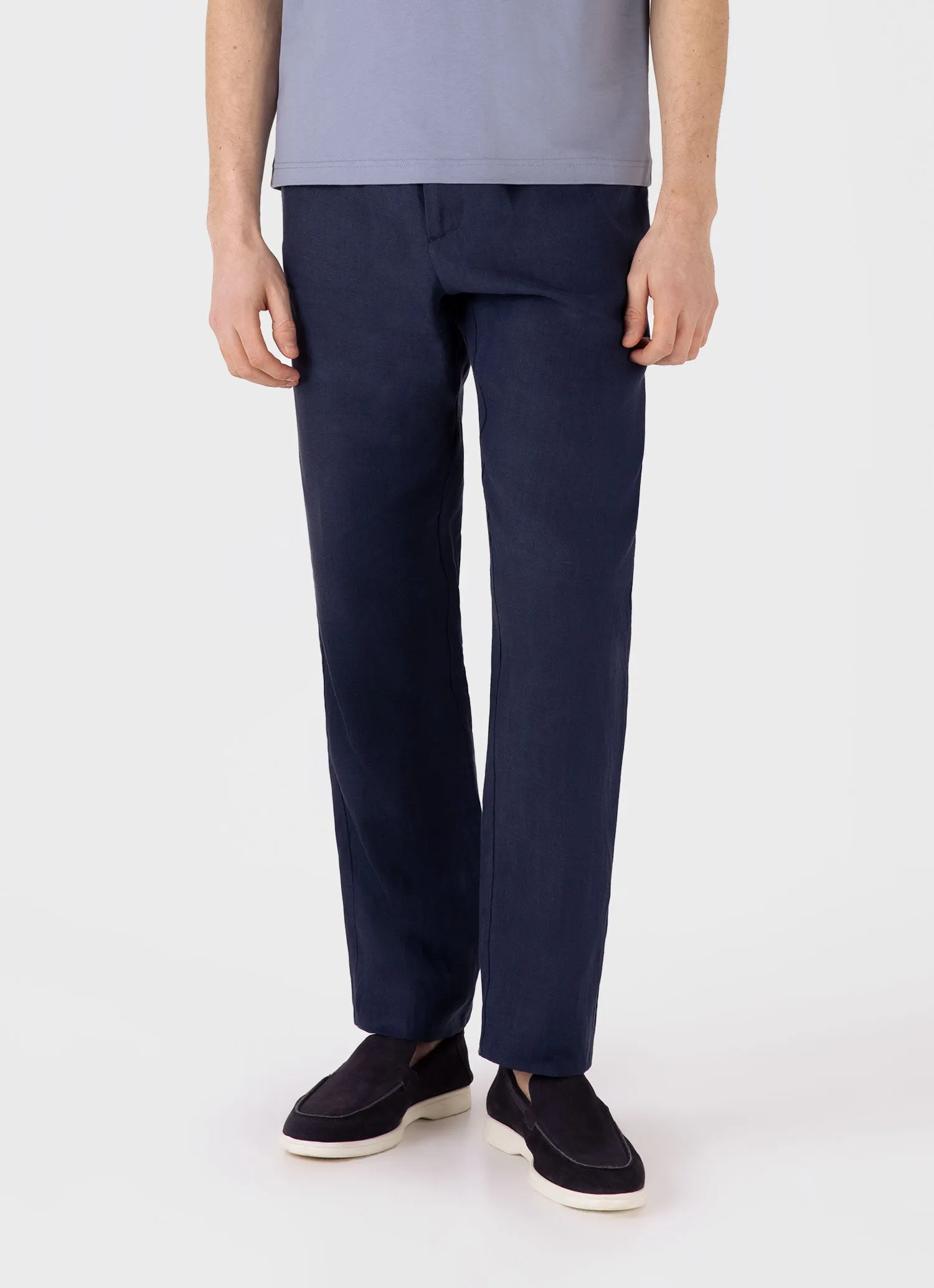 Men's Linen Drawstring Trouser in Light Navy sold by Sunspel product image thumbnail 2