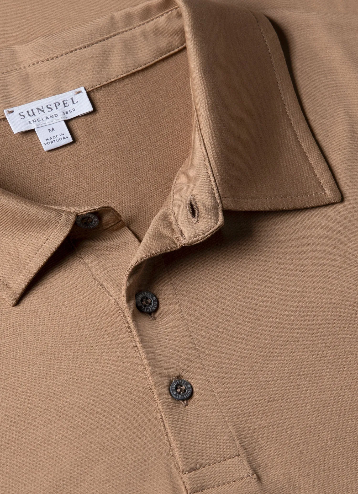 Men's Classic Jersey Polo Shirt in Dune sold by Sunspel product image thumbnail 4