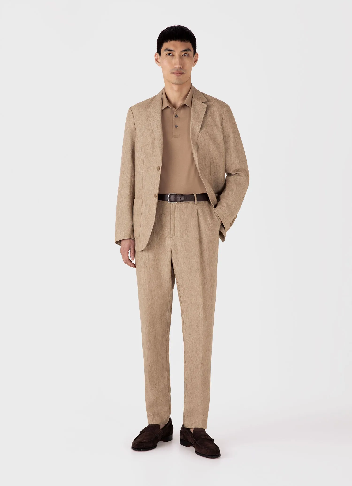 Men's Classic Jersey Polo Shirt in Dune sold by Sunspel product image thumbnail 3