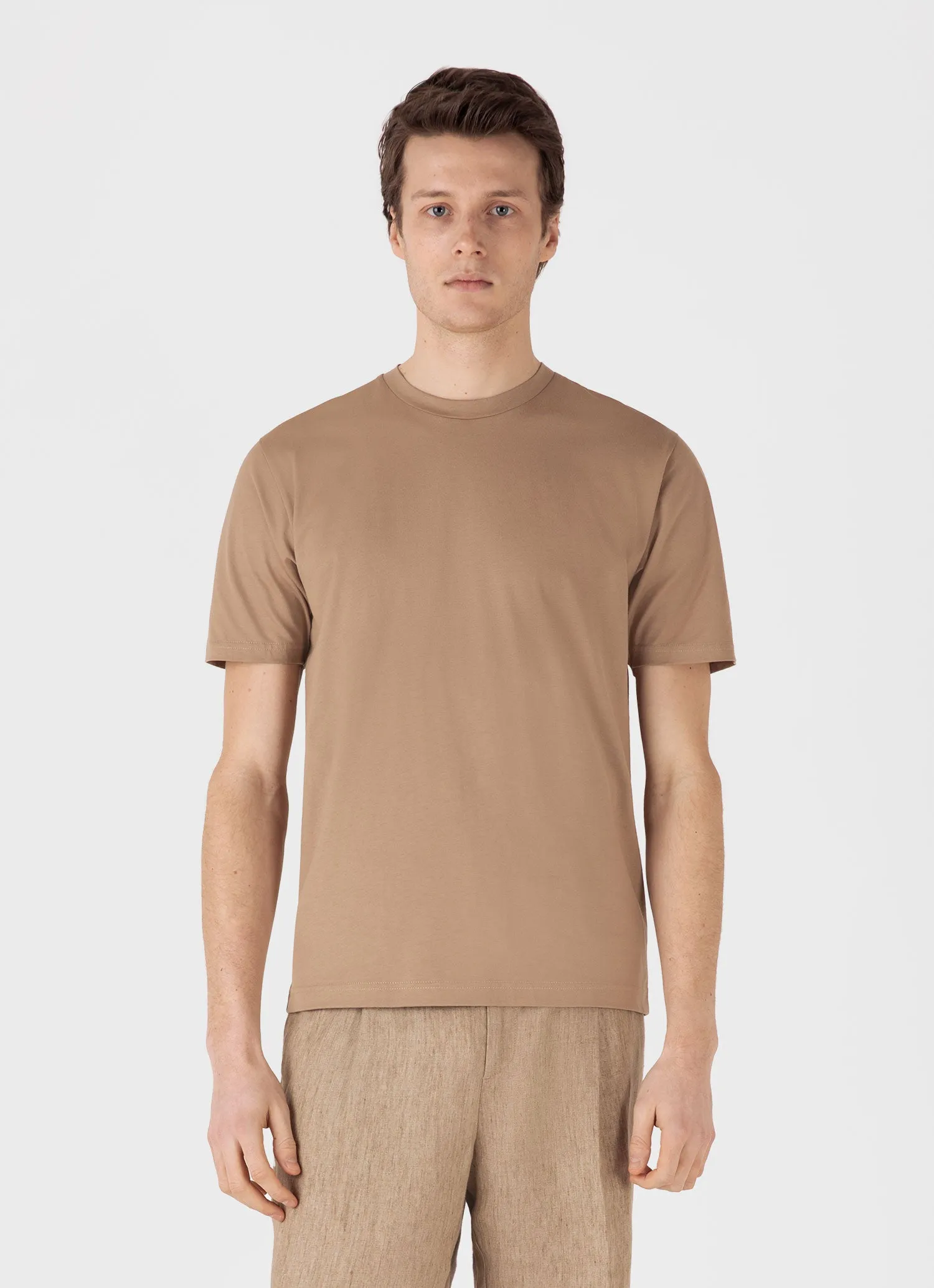 Men's Riviera Midweight T-shirt in Dune sold by Sunspel product image thumbnail 2
