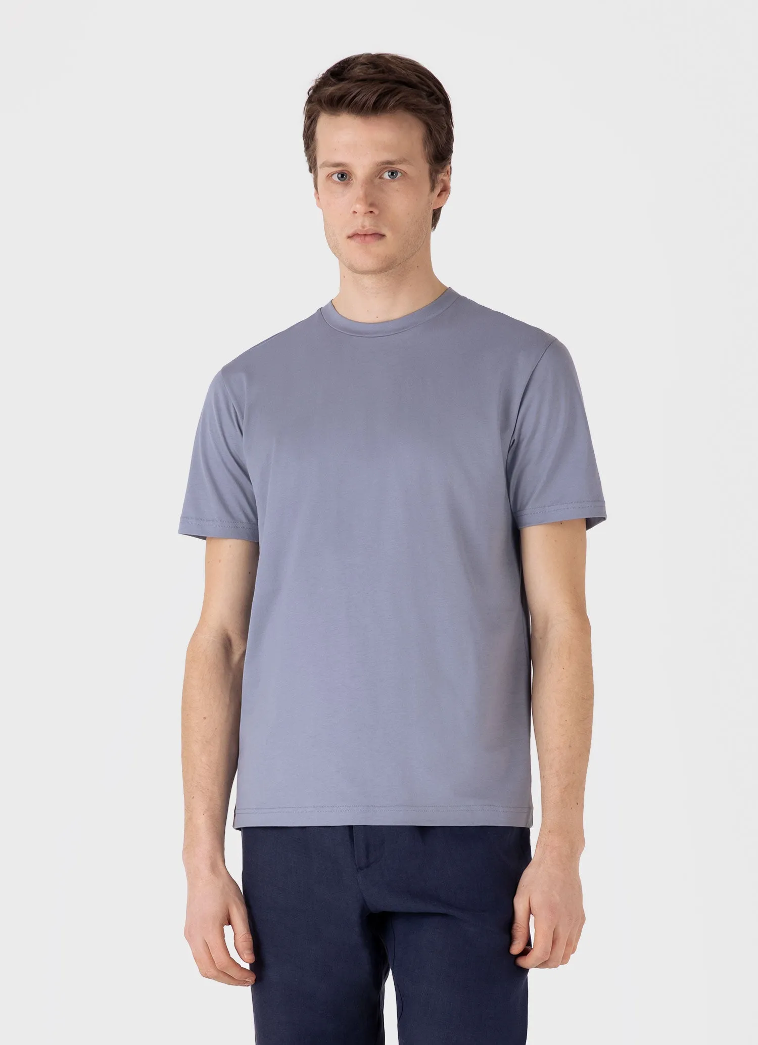 Men's Riviera Midweight T-shirt in Vintage Blue sold by Sunspel product image thumbnail 2