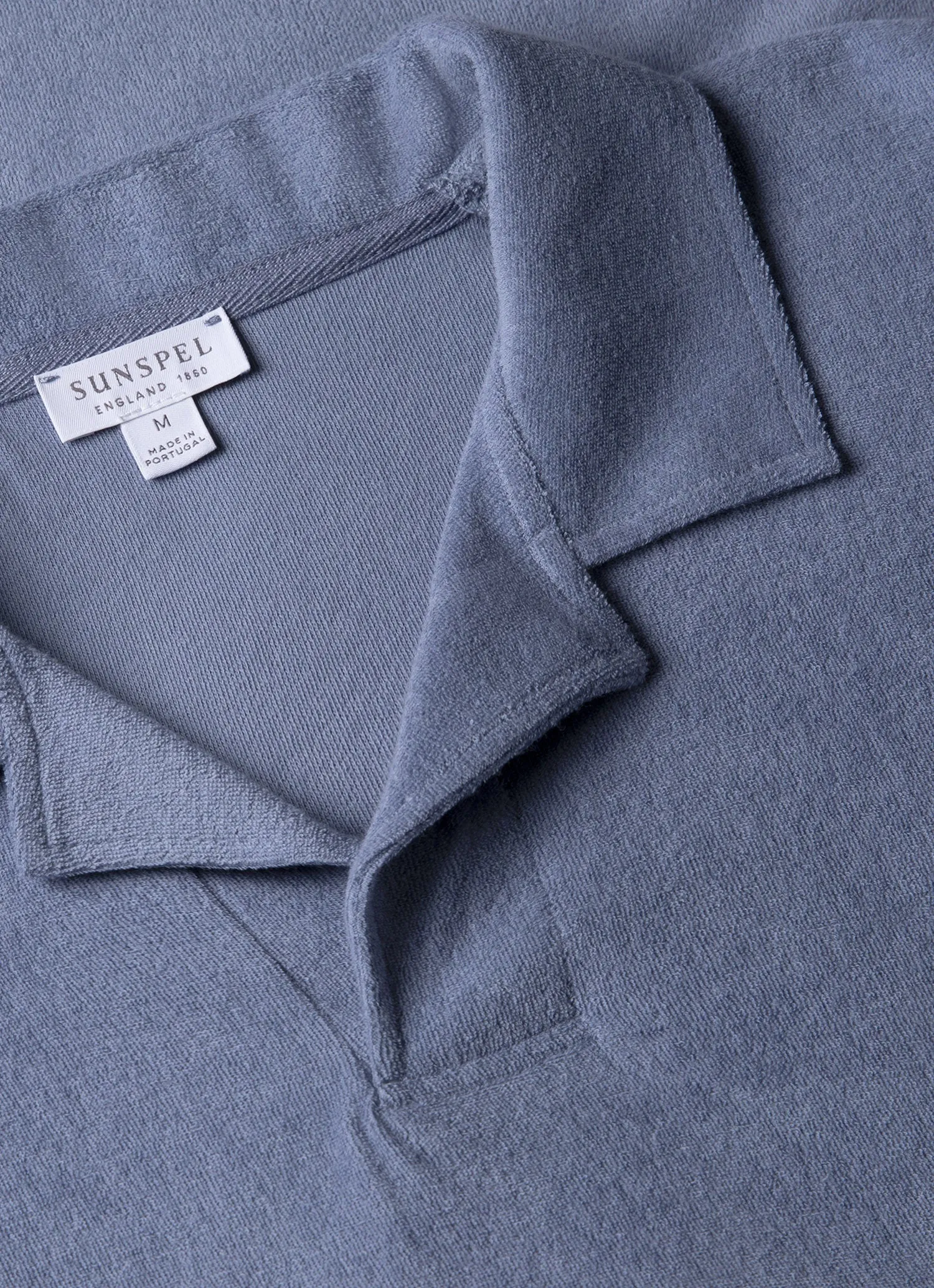 Men's Towelling Polo Shirt in Vintage Blue sold by Sunspel product image thumbnail 4