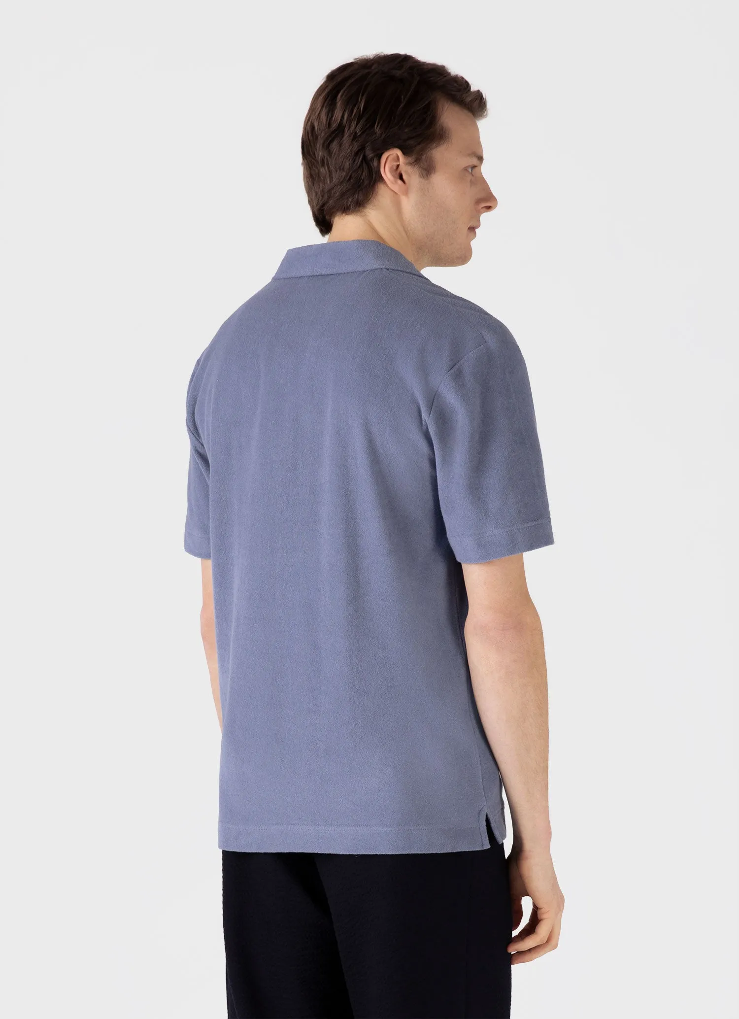 Men's Towelling Polo Shirt in Vintage Blue sold by Sunspel product image thumbnail 5