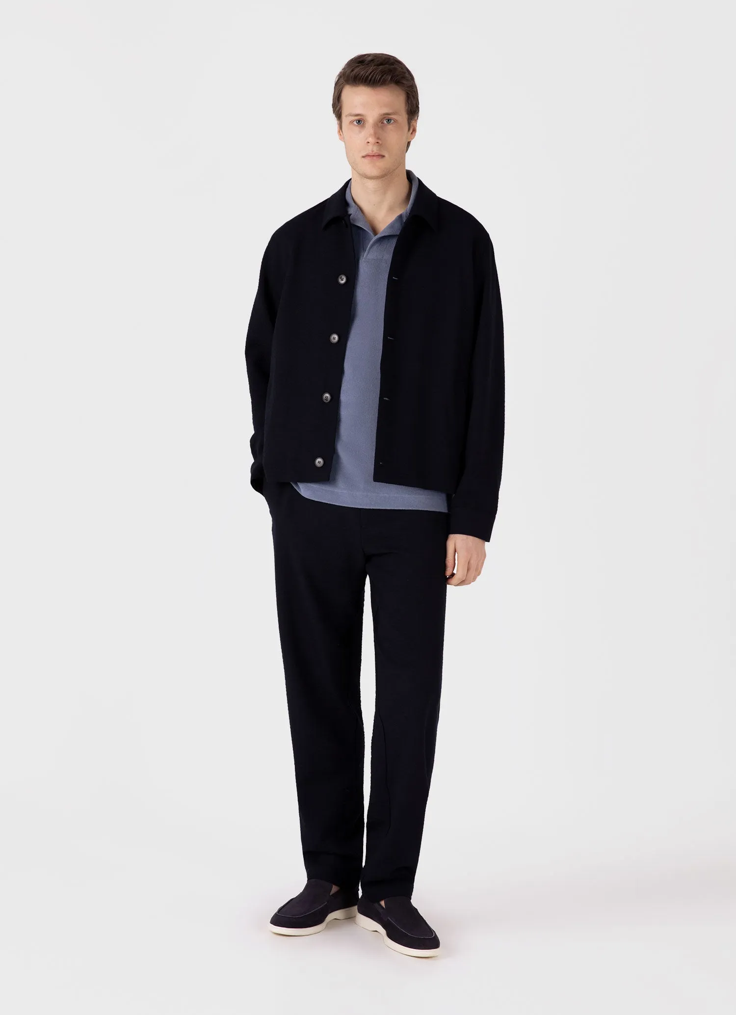 Men's Towelling Polo Shirt in Vintage Blue sold by Sunspel product image thumbnail 3