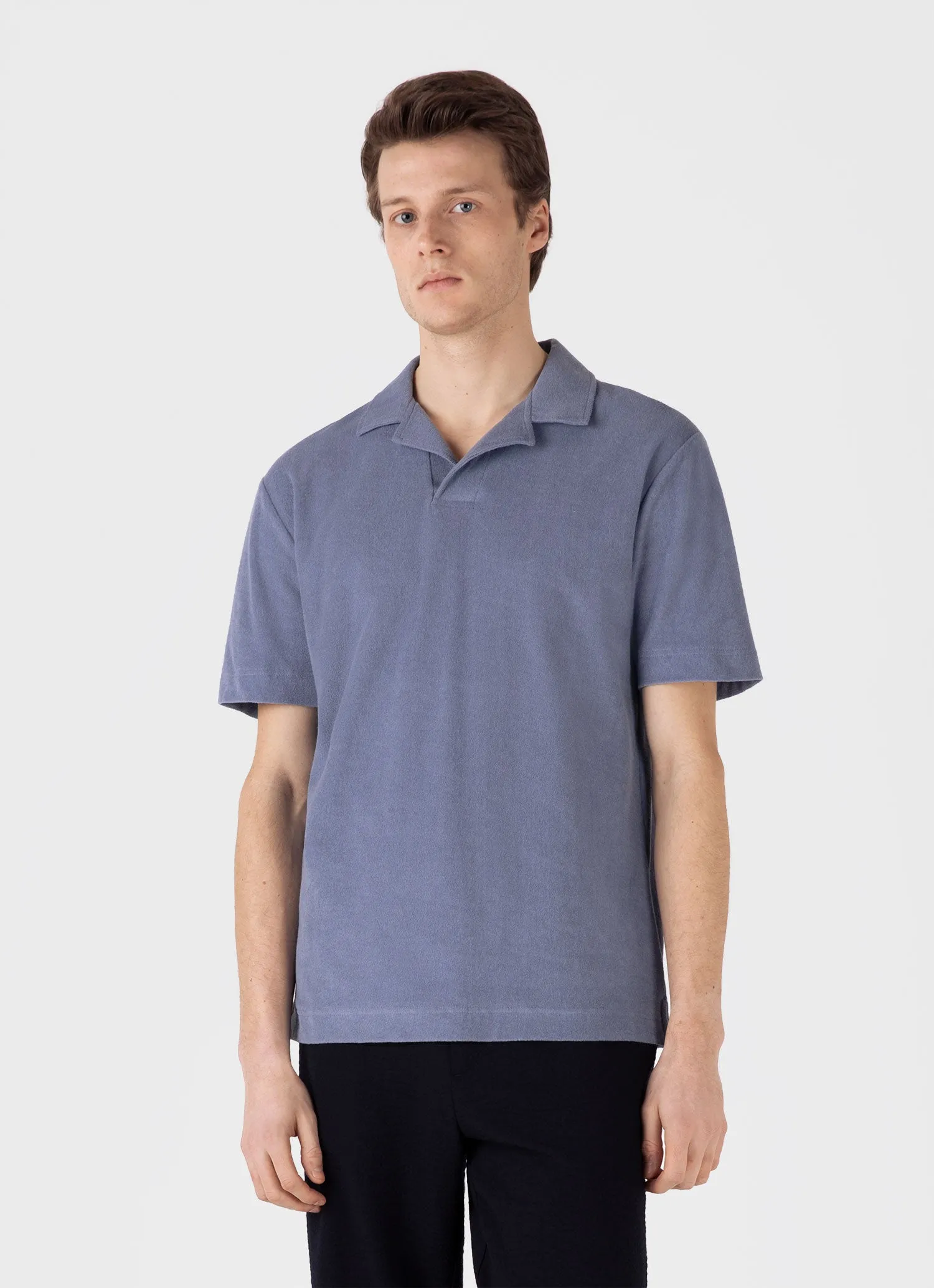 Men's Towelling Polo Shirt in Vintage Blue sold by Sunspel product image thumbnail 2