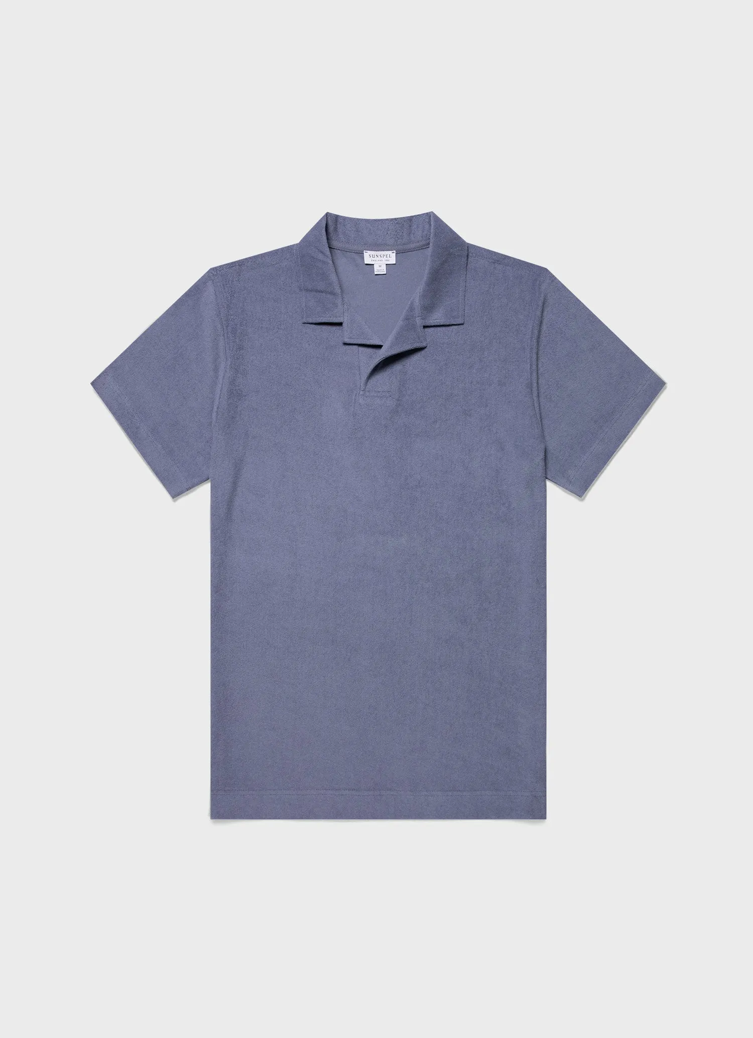 Men's Towelling Polo Shirt in Vintage Blue sold by Sunspel