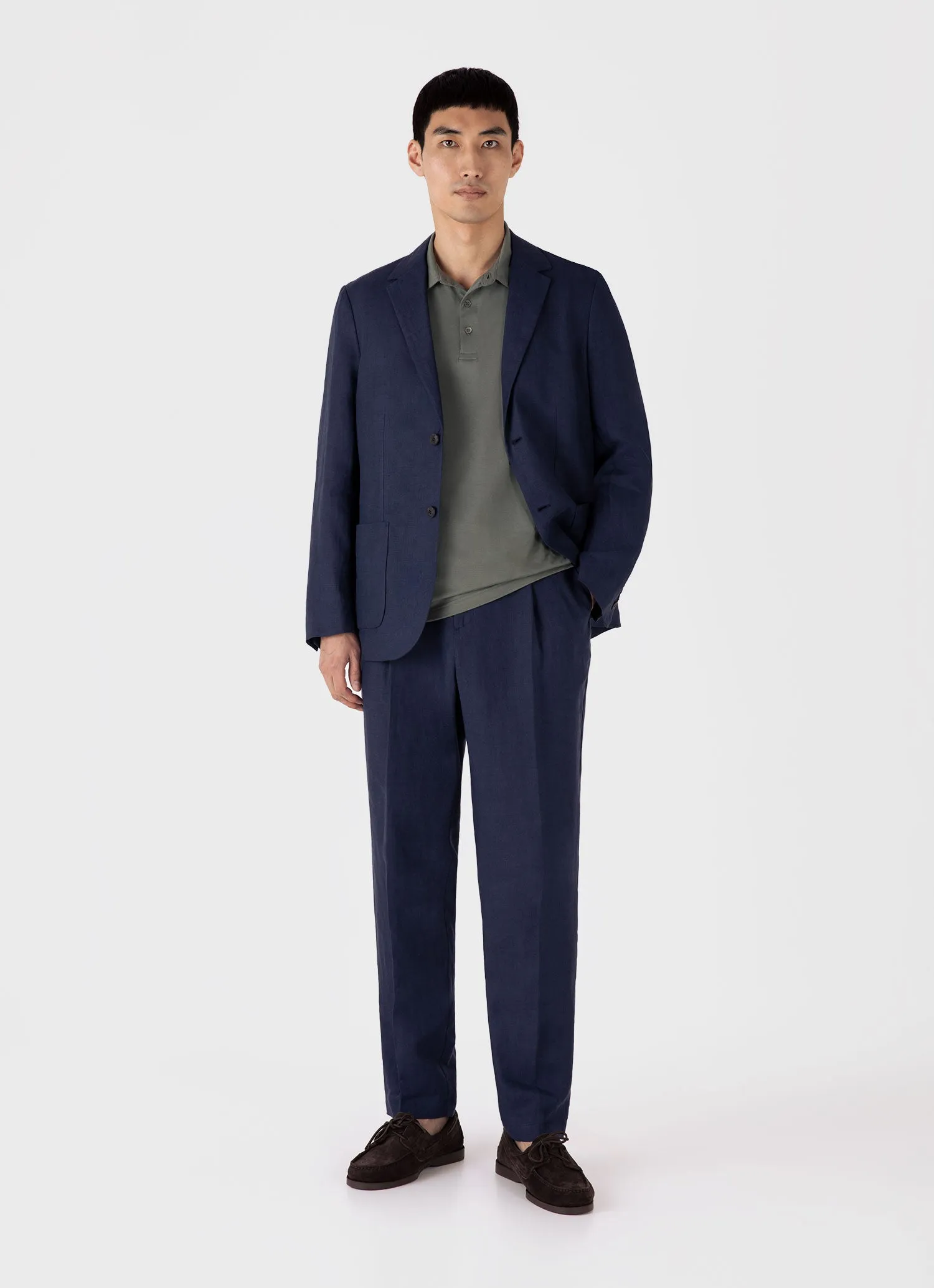 Men's Classic Jersey Polo Shirt in Dusk Green sold by Sunspel product image thumbnail 3