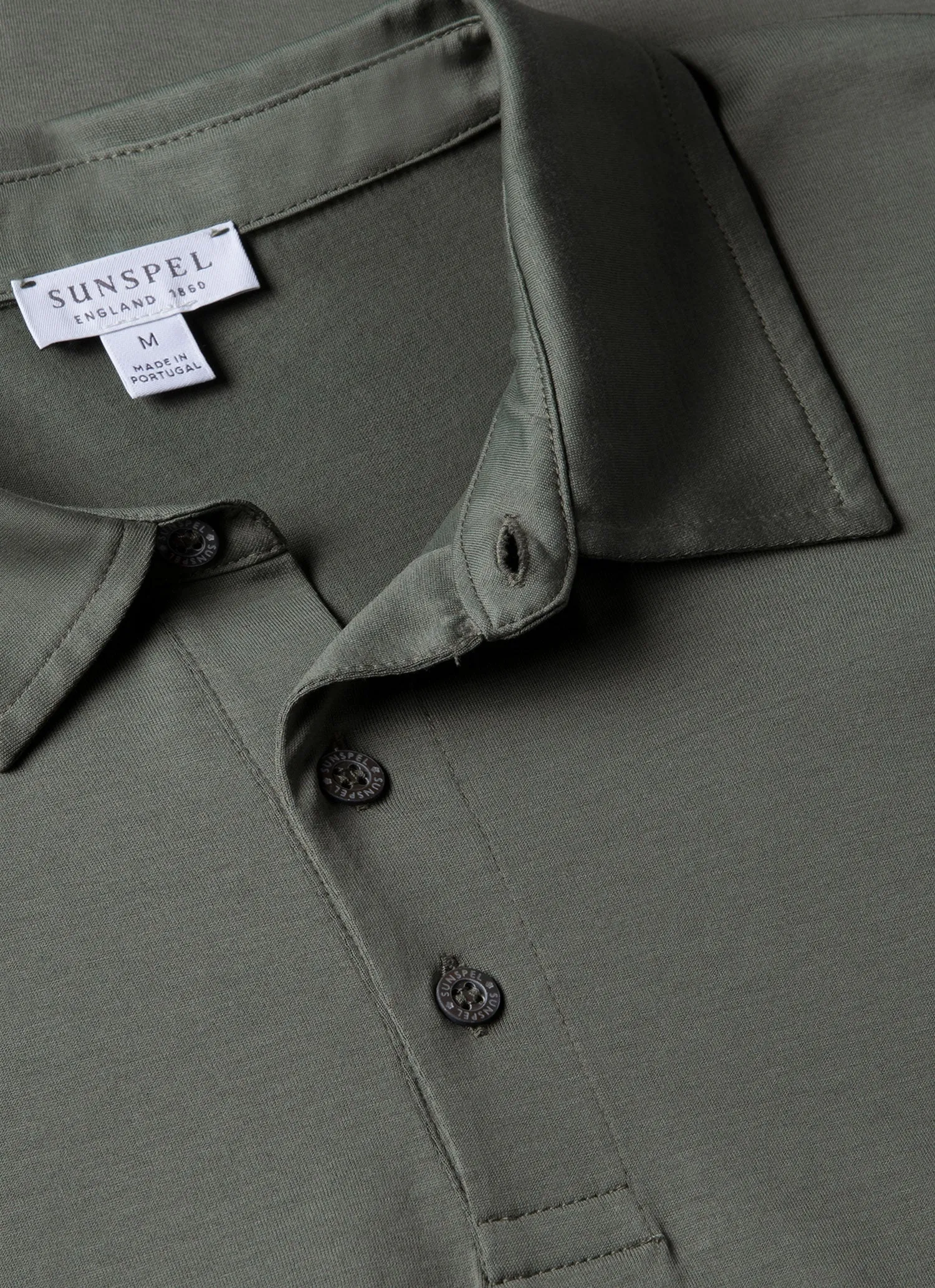 Men's Classic Jersey Polo Shirt in Dusk Green sold by Sunspel product image thumbnail 4