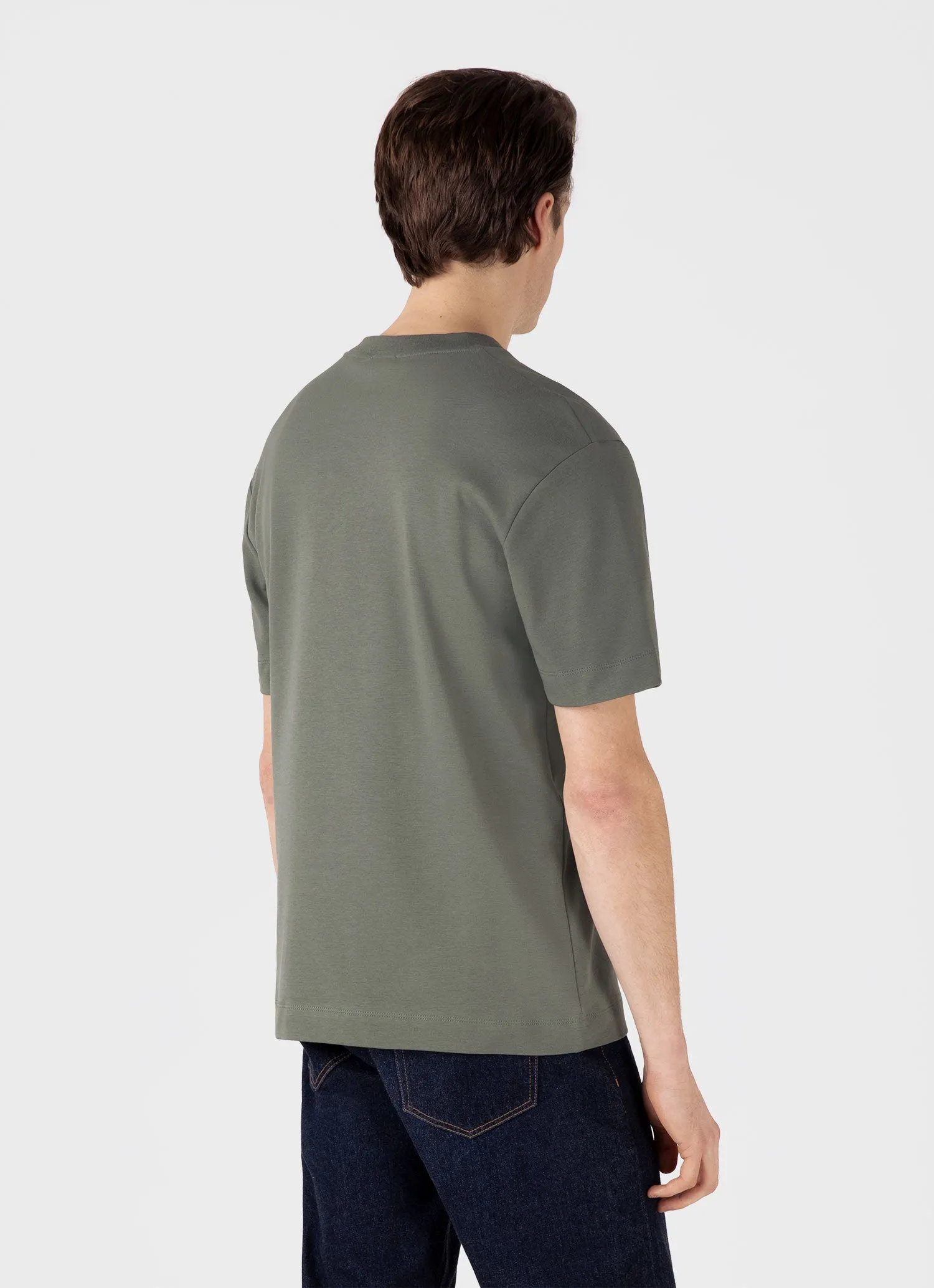 Men's Relaxed Fit Heavyweight T-shirt in Dusk Green sold by Sunspel product image thumbnail 5