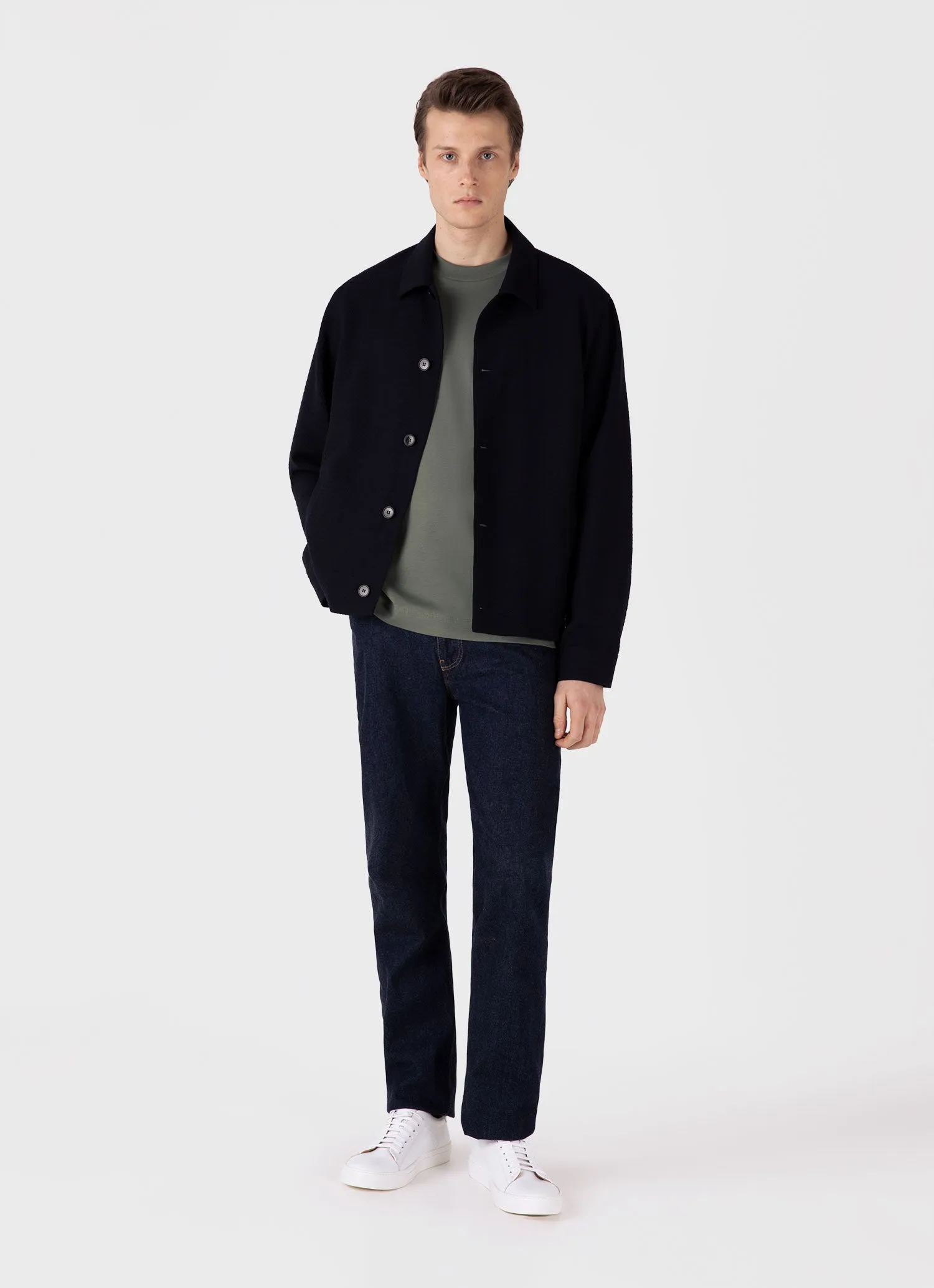 Men's Relaxed Fit Heavyweight T-shirt in Dusk Green sold by Sunspel product image thumbnail 3