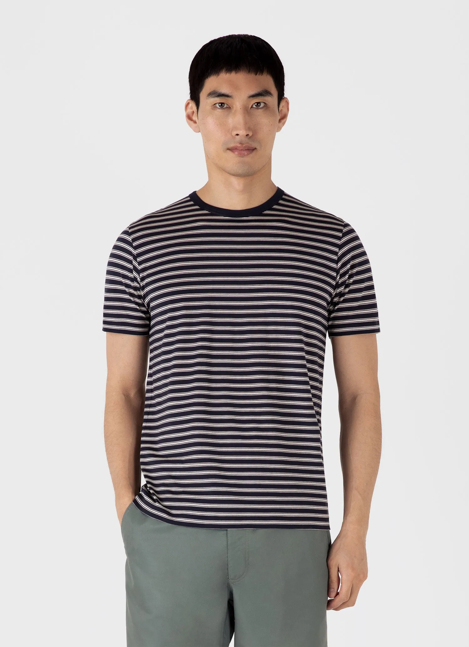 Men's Classic T-shirt in Navy/Undyed sold by Sunspel product image thumbnail 2