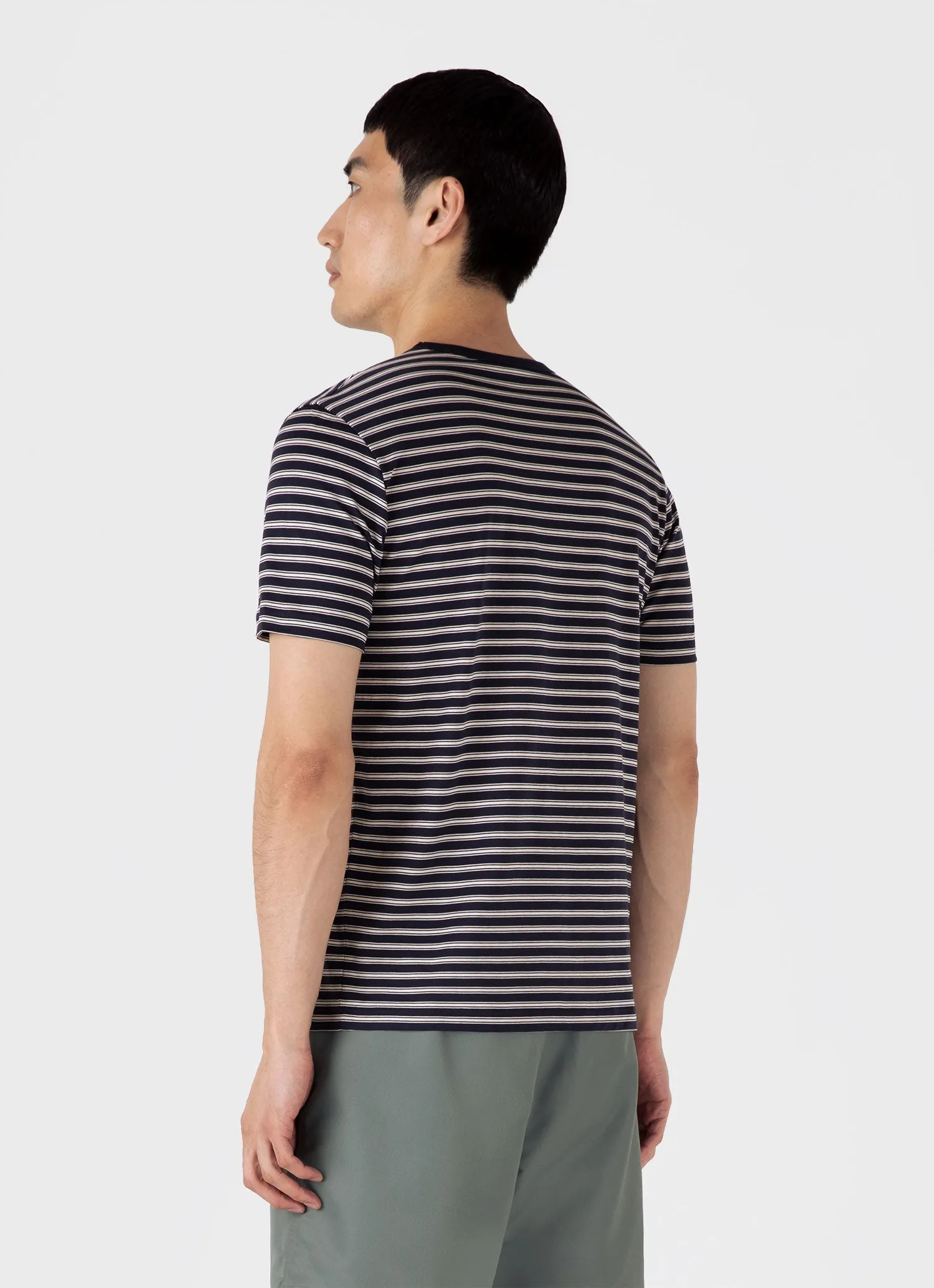 Men's Classic T-shirt in Navy/Undyed sold by Sunspel product image thumbnail 5