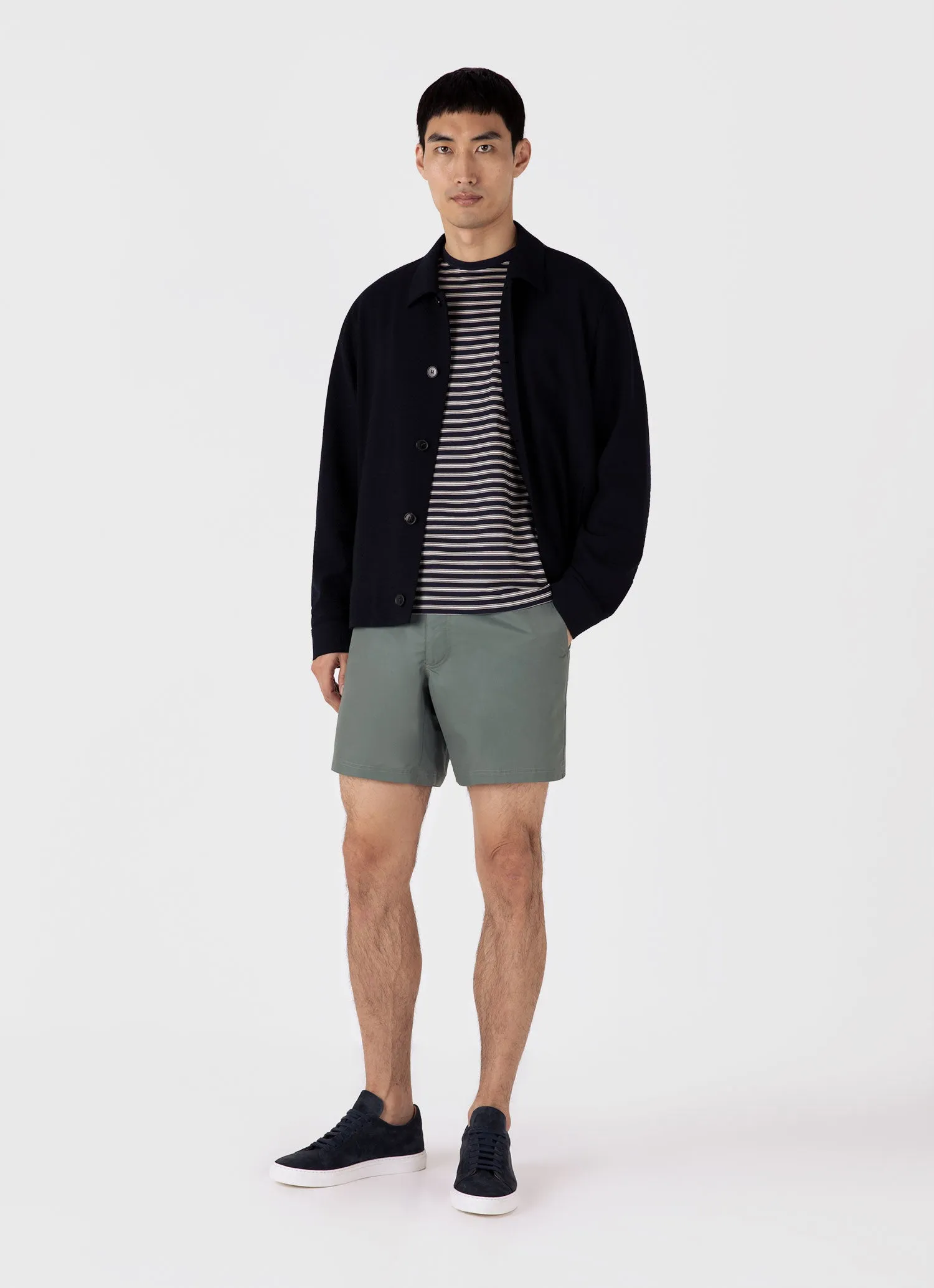 Men's Classic T-shirt in Navy/Undyed sold by Sunspel product image thumbnail 3