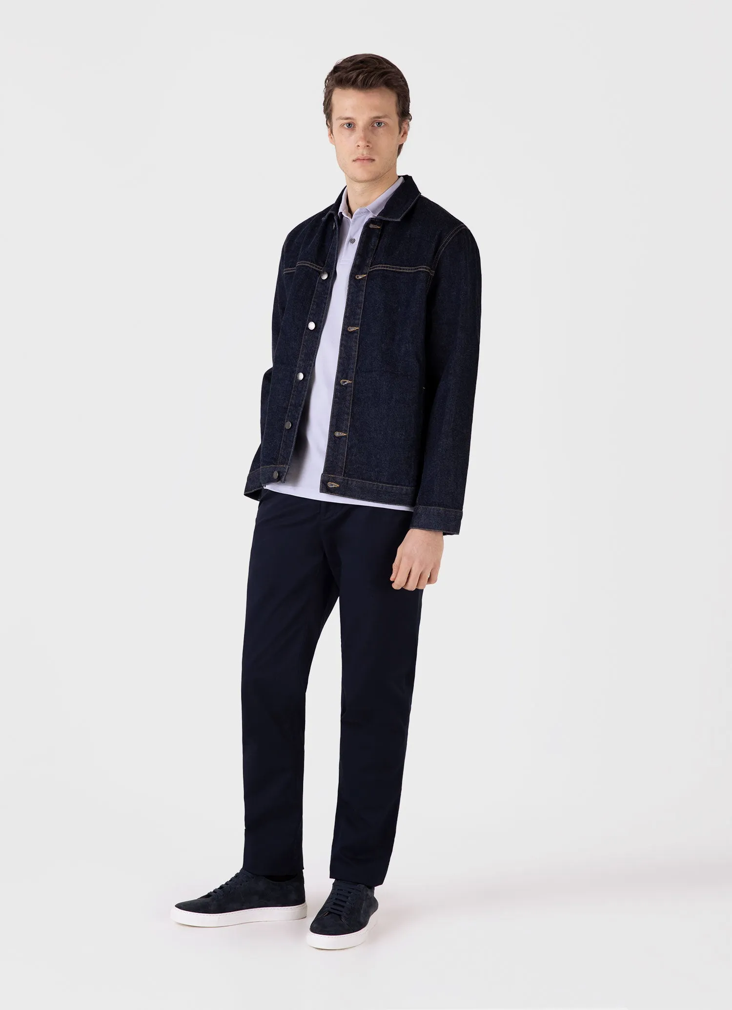 Men's Piqué Polo Shirt in Pale Lilac sold by Sunspel product image thumbnail 3