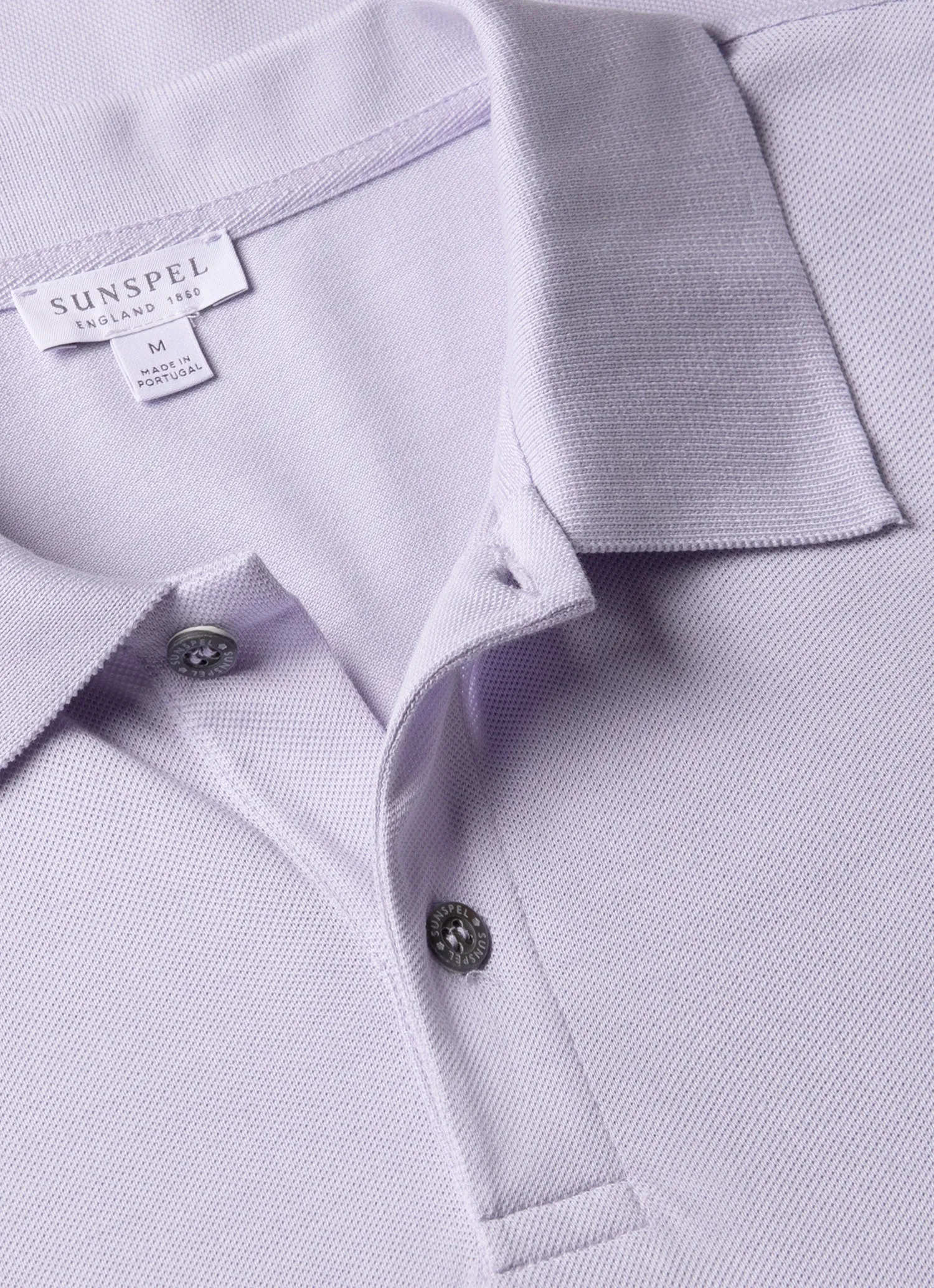 Men's Piqué Polo Shirt in Pale Lilac sold by Sunspel product image thumbnail 4