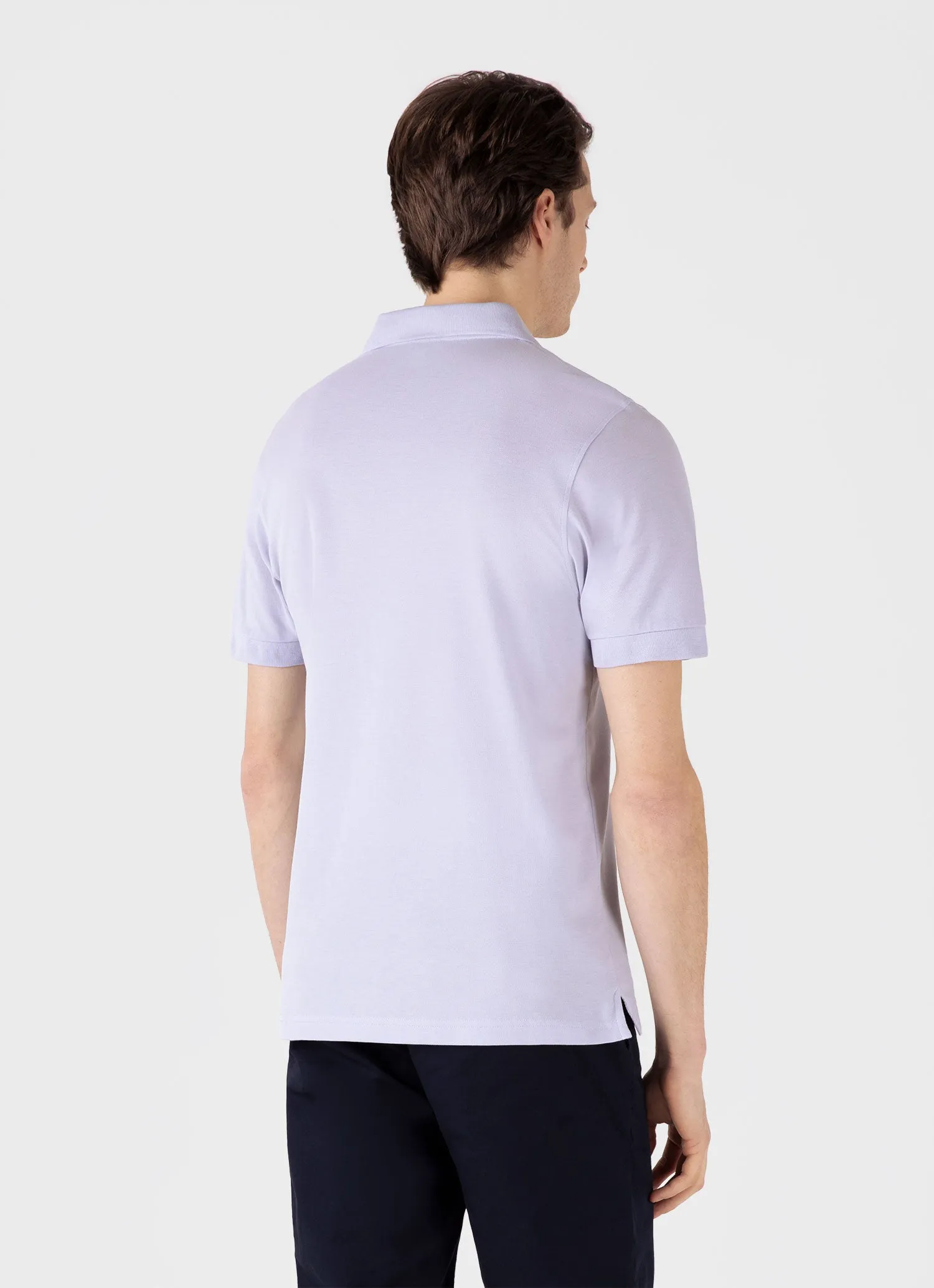 Men's Piqué Polo Shirt in Pale Lilac sold by Sunspel product image thumbnail 5