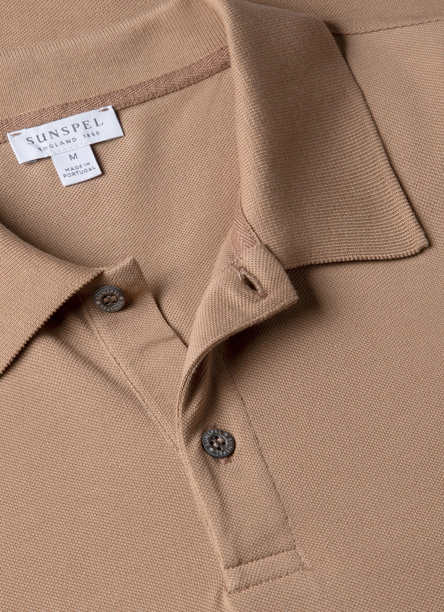 Men's Piqué Polo Shirt in Dune sold by Sunspel product image thumbnail 4