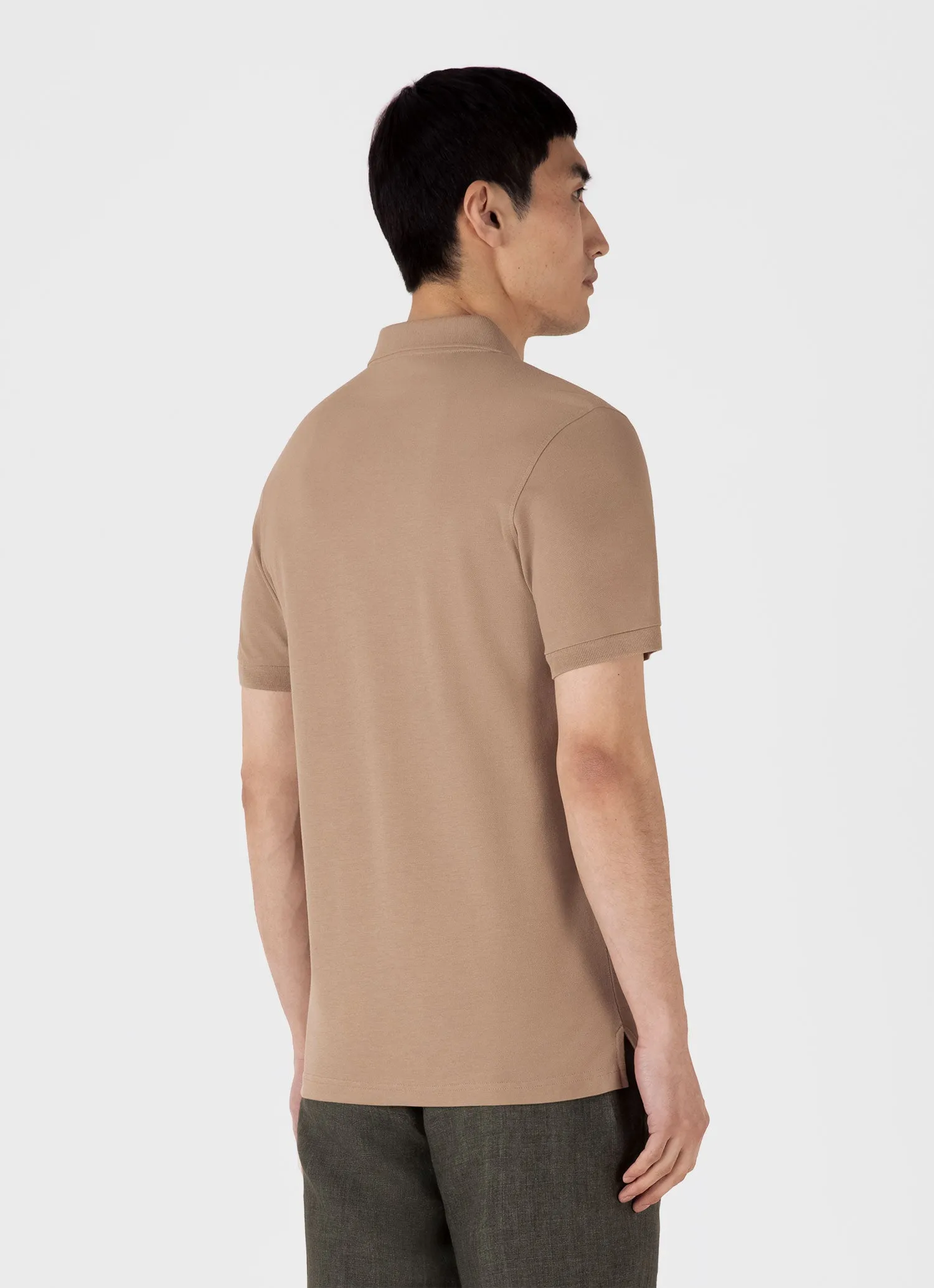 Men's Piqué Polo Shirt in Dune sold by Sunspel product image thumbnail 5