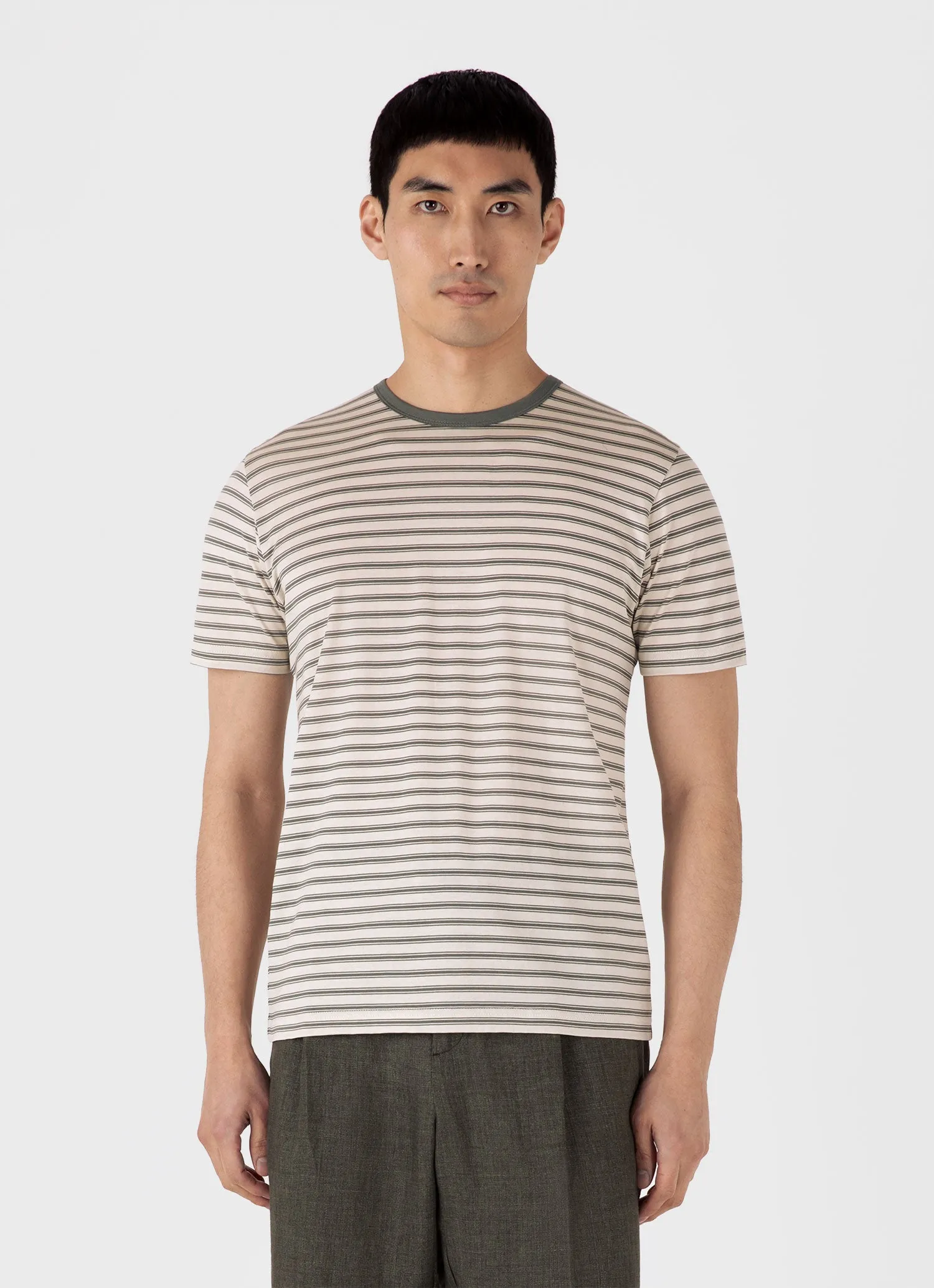 Men's Classic T-shirt in Dusk Green/Undyed sold by Sunspel product image thumbnail 2