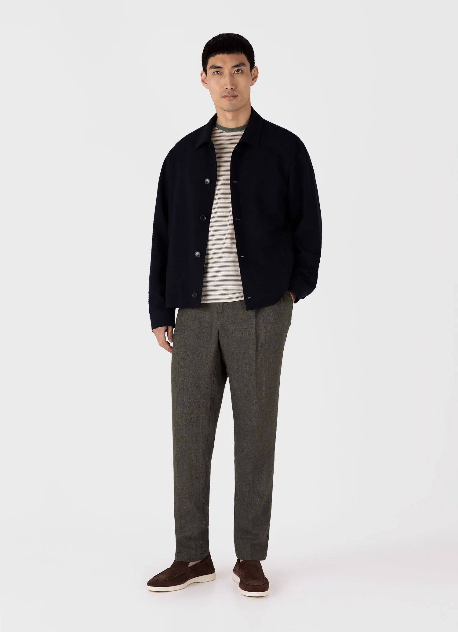 Men's Classic T-shirt in Dusk Green/Undyed sold by Sunspel product image thumbnail 3