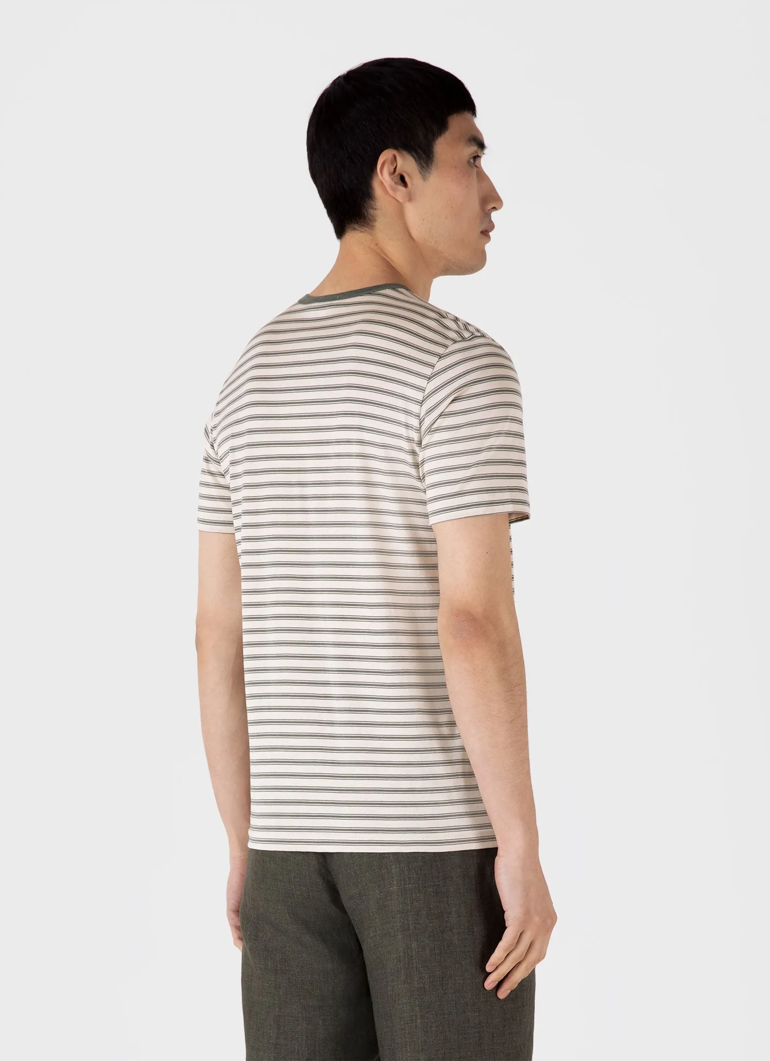 Men's Classic T-shirt in Dusk Green/Undyed sold by Sunspel product image thumbnail 5