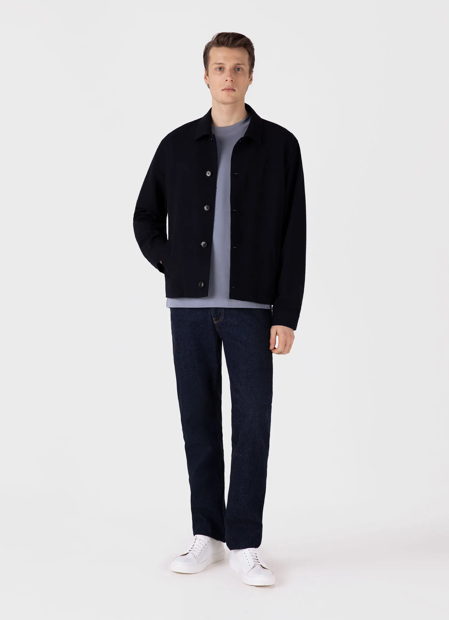 Men's Relaxed Fit Heavyweight T-shirt in Vintage Blue sold by Sunspel product image thumbnail 3