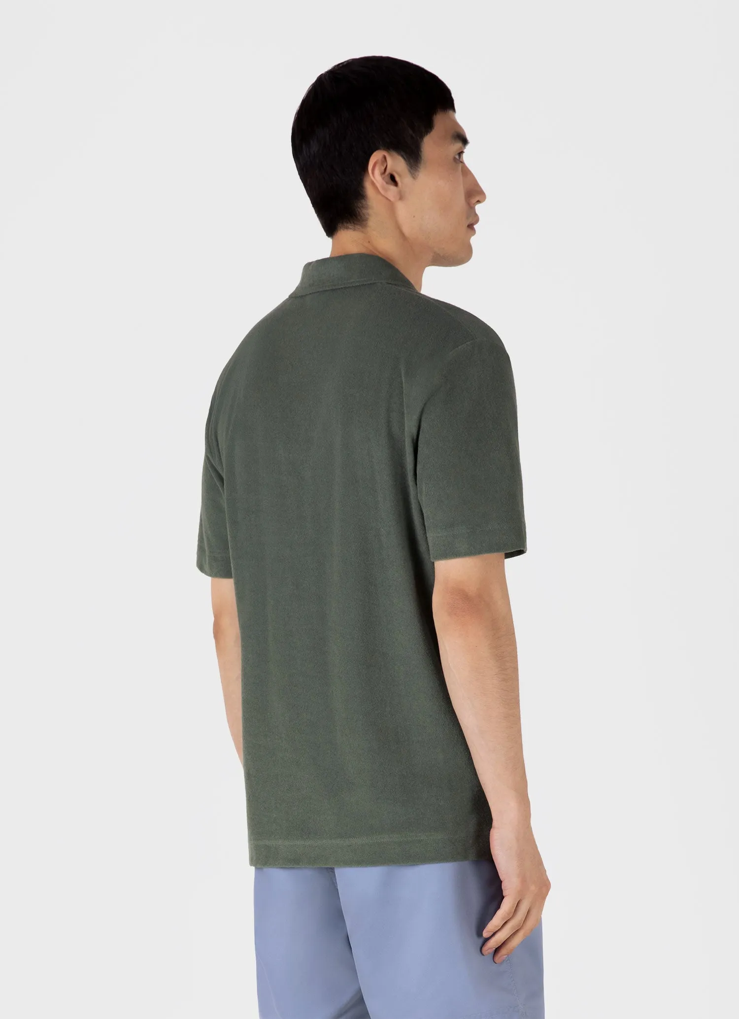 Men's Towelling Polo Shirt in Dusk Green sold by Sunspel product image thumbnail 5