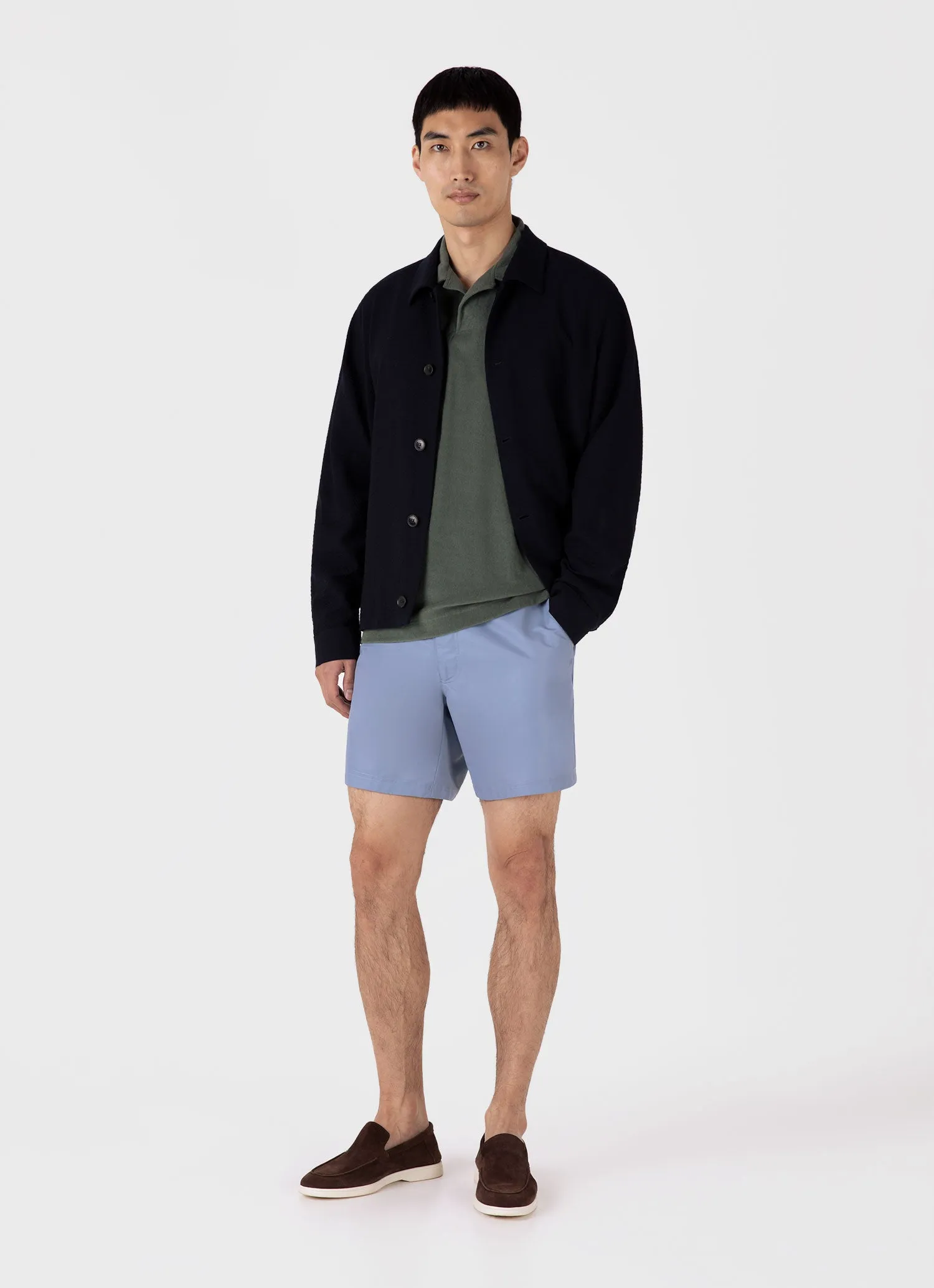 Men's Towelling Polo Shirt in Dusk Green sold by Sunspel product image thumbnail 3