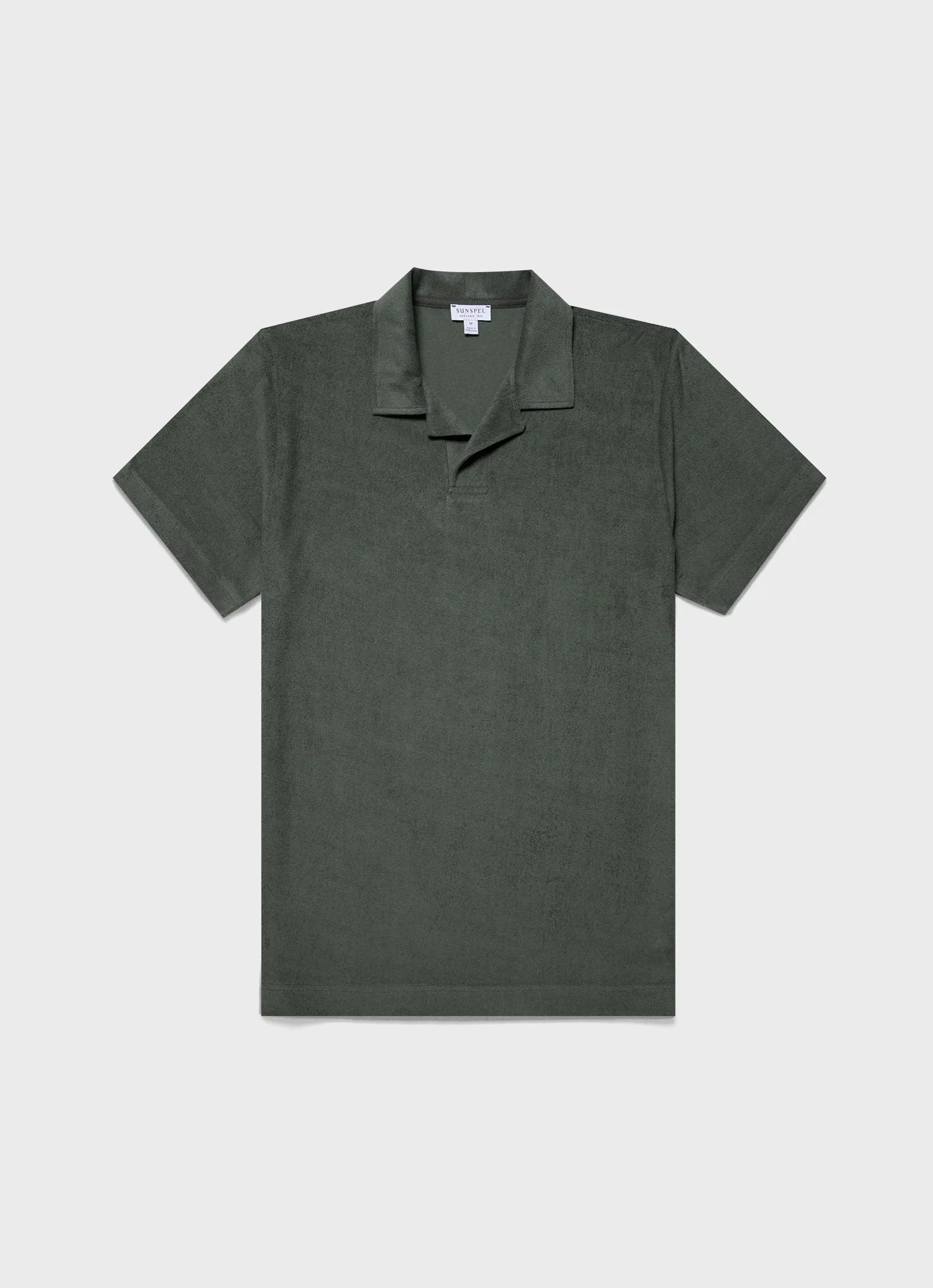 Men's Towelling Polo Shirt in Dusk Green sold by Sunspel