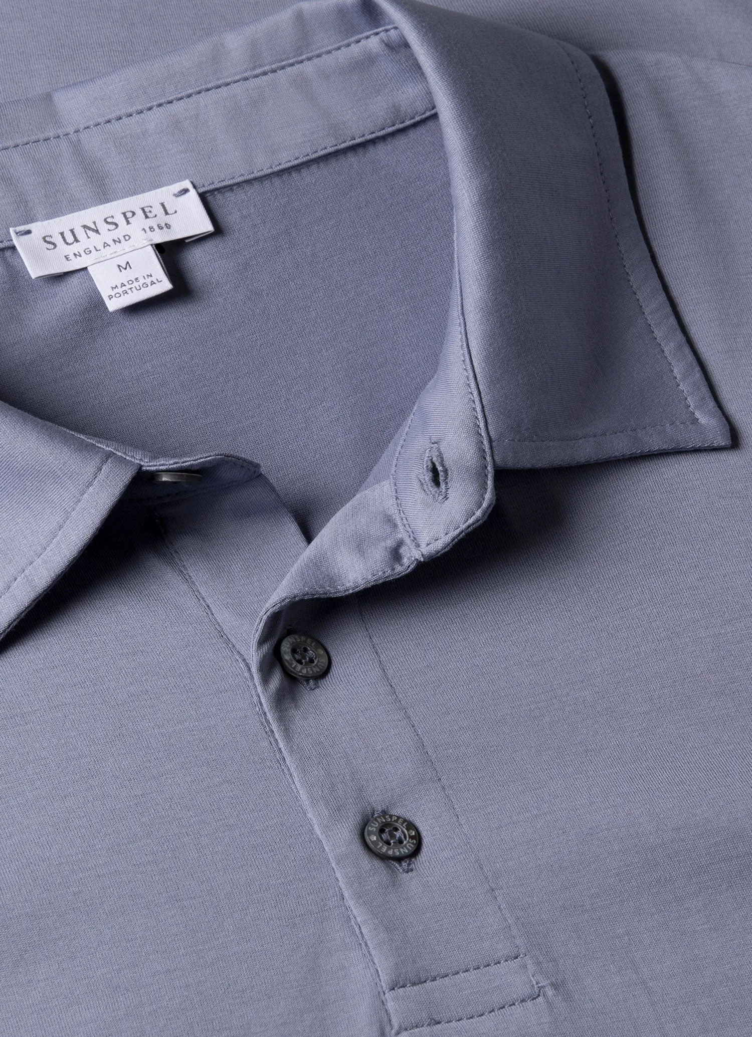 Men's Classic Jersey Polo Shirt in Vintage Blue sold by Sunspel product image thumbnail 4