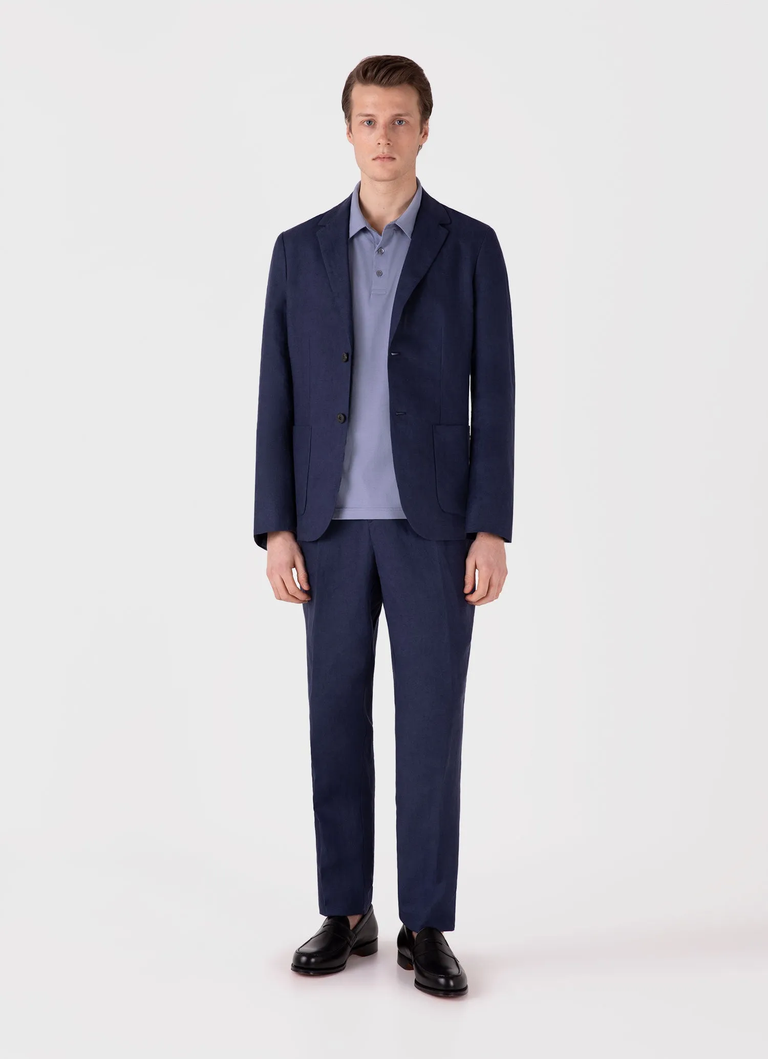 Men's Classic Jersey Polo Shirt in Vintage Blue sold by Sunspel product image thumbnail 3