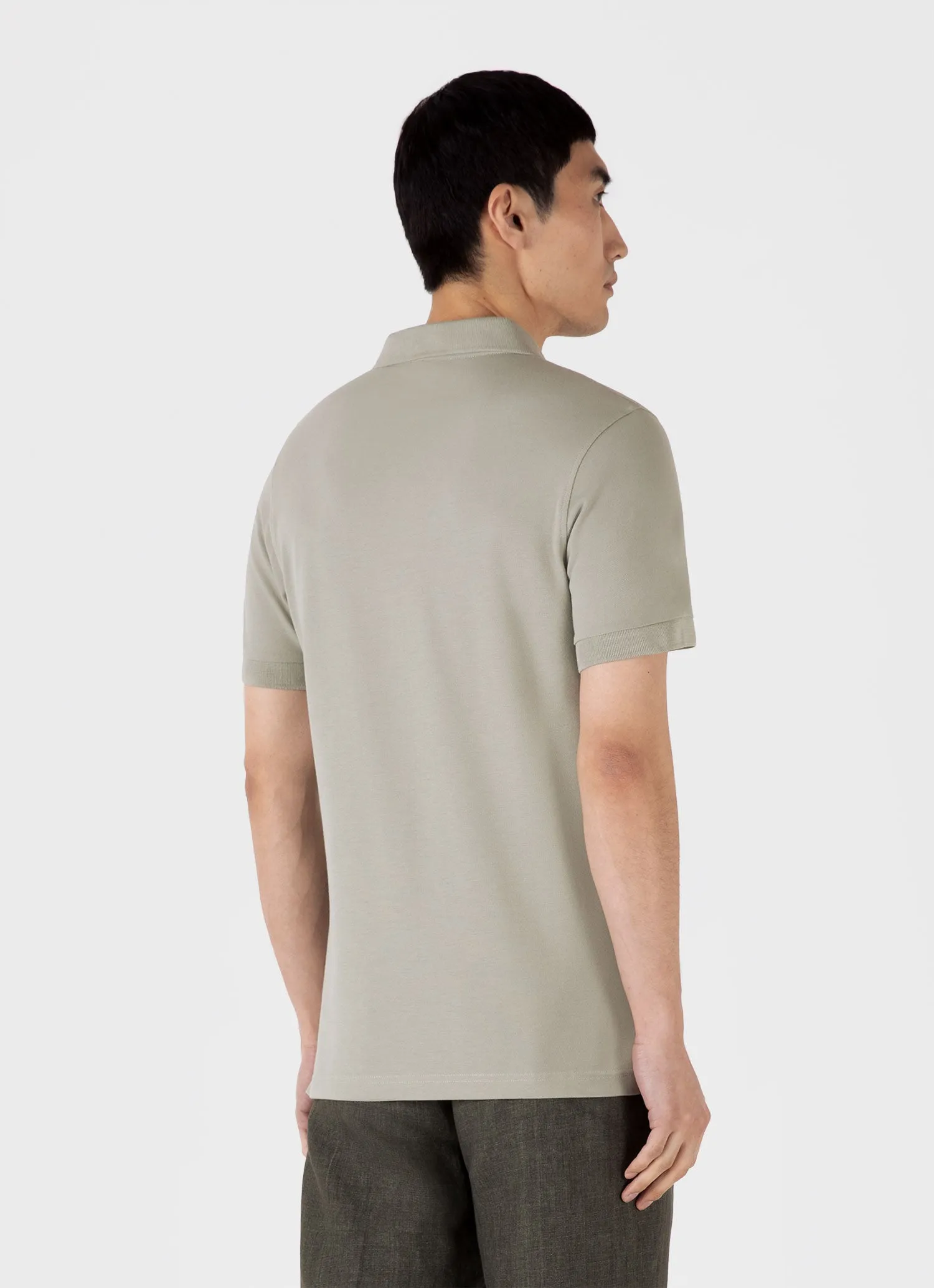 Men's Piqué Polo Shirt in Pastel Green sold by Sunspel product image thumbnail 5