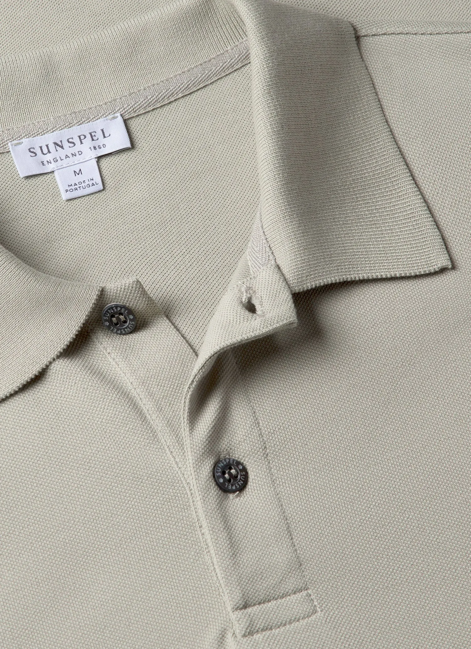 Men's Piqué Polo Shirt in Pastel Green sold by Sunspel product image thumbnail 4