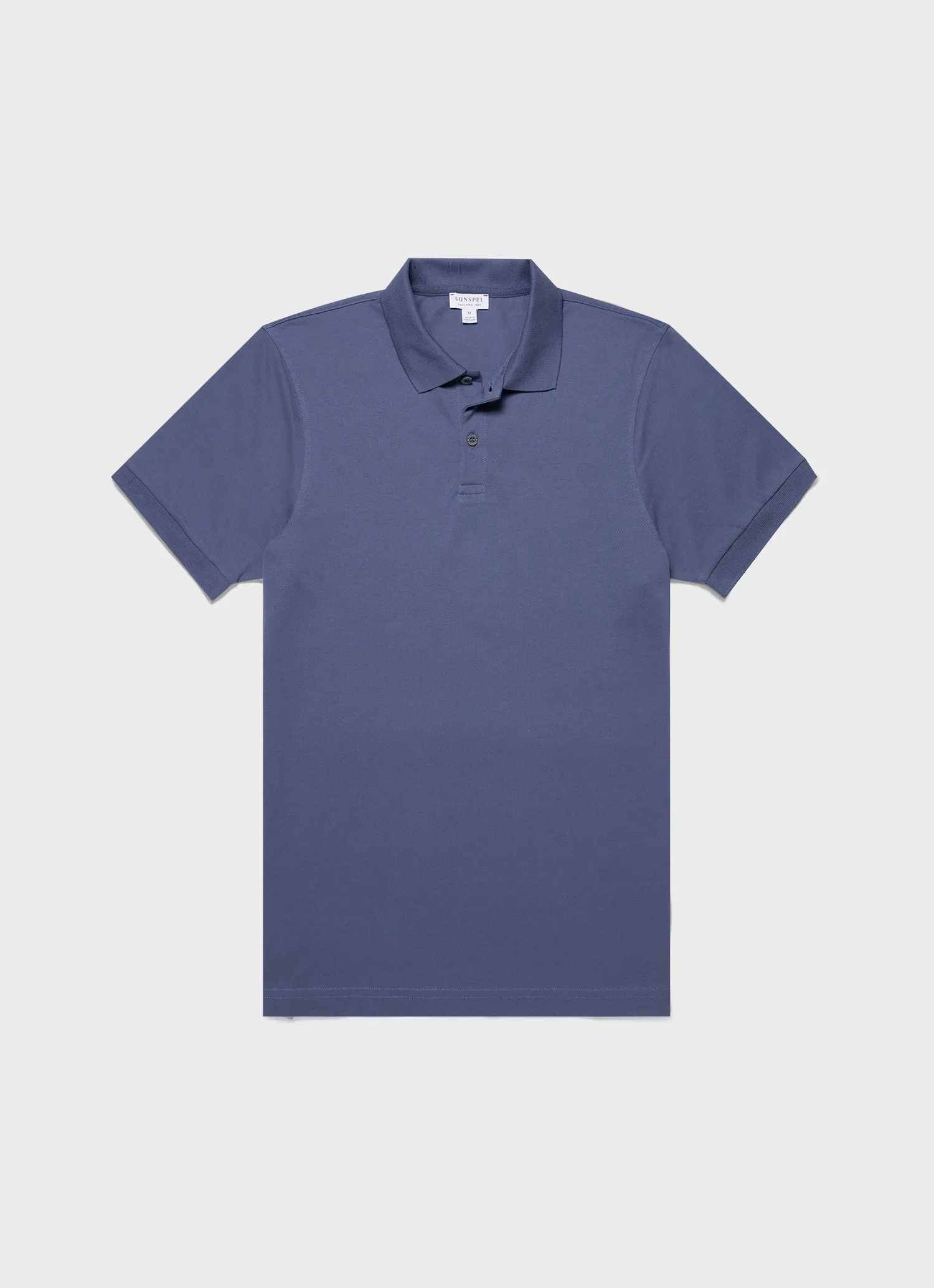 Men's Piqué Polo Shirt in Soft Denim sold by Sunspel