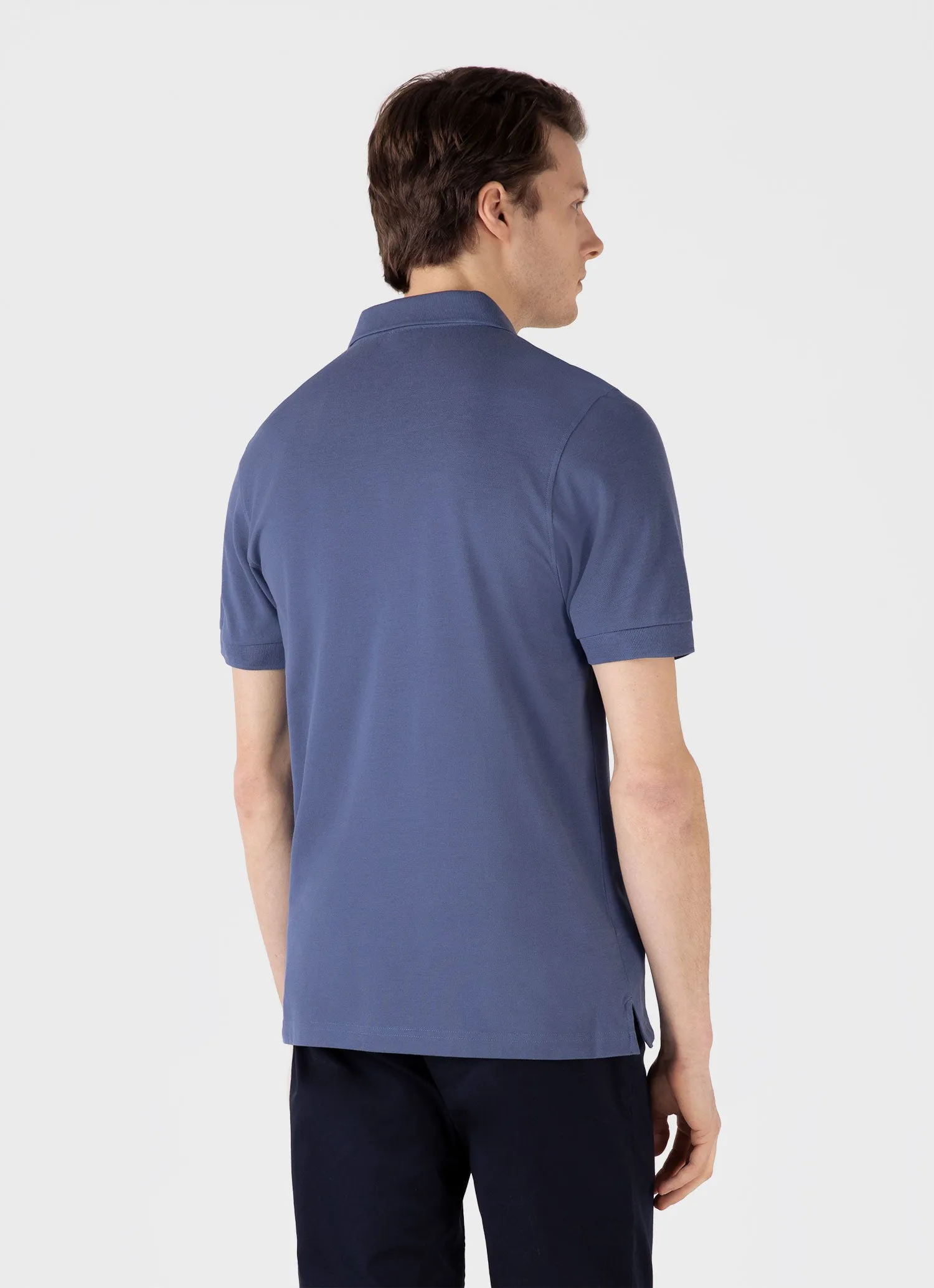 Men's Piqué Polo Shirt in Soft Denim sold by Sunspel product image thumbnail 5