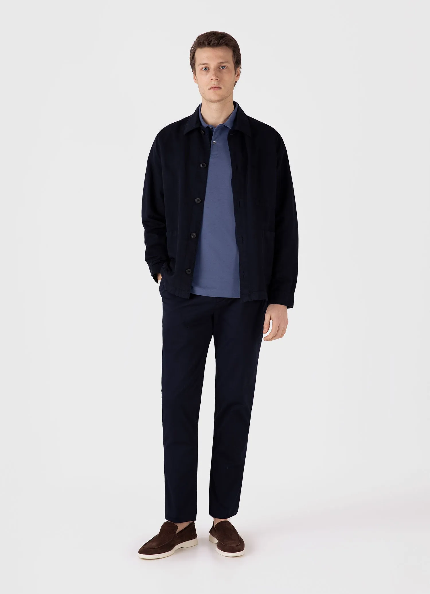 Men's Piqué Polo Shirt in Soft Denim sold by Sunspel product image thumbnail 3