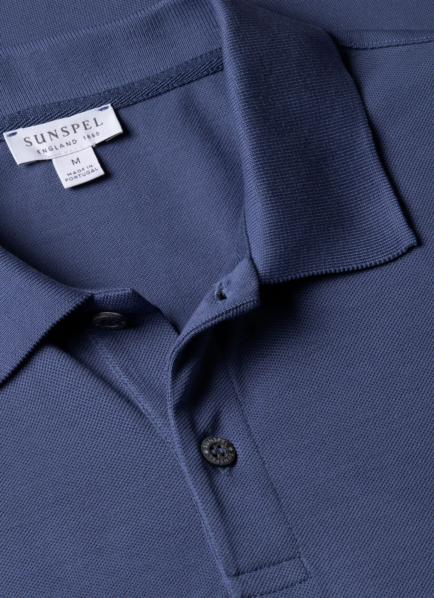 Men's Piqué Polo Shirt in Soft Denim sold by Sunspel product image thumbnail 4