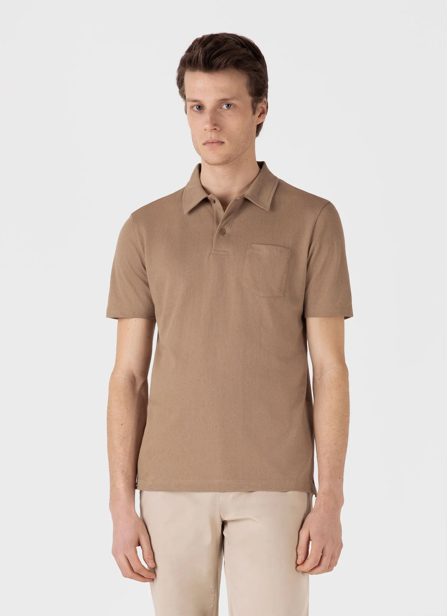 Men's Riviera Polo Shirt in Dune sold by Sunspel product image thumbnail 2