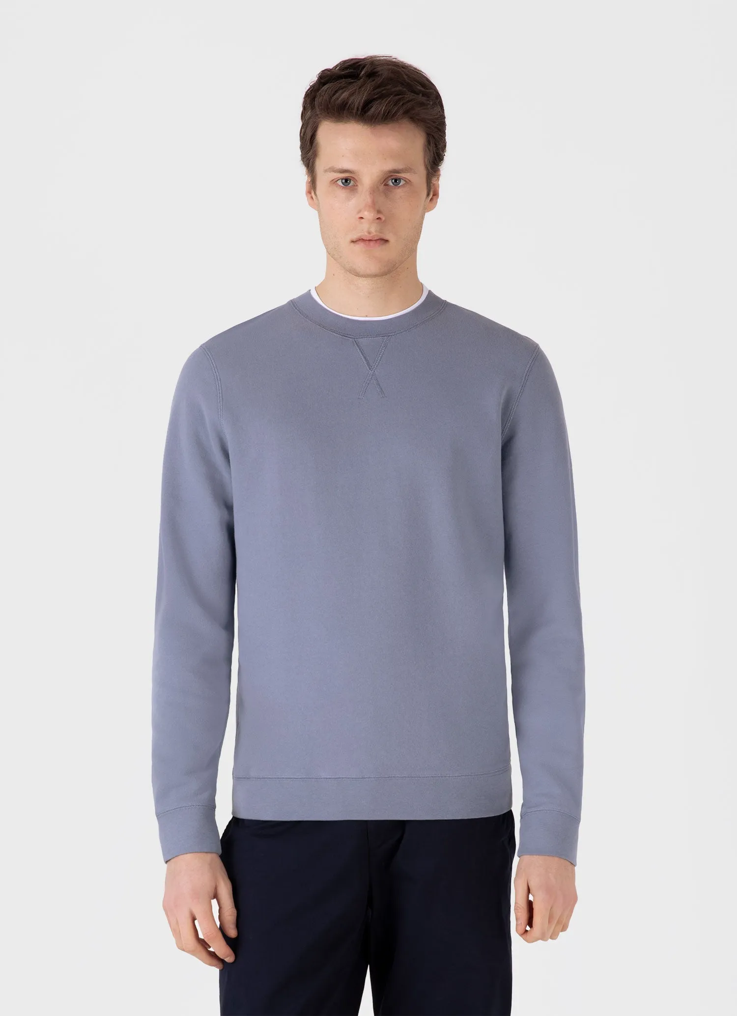 Men's Loopback Sweatshirt in Vintage Blue sold by Sunspel product image thumbnail 2