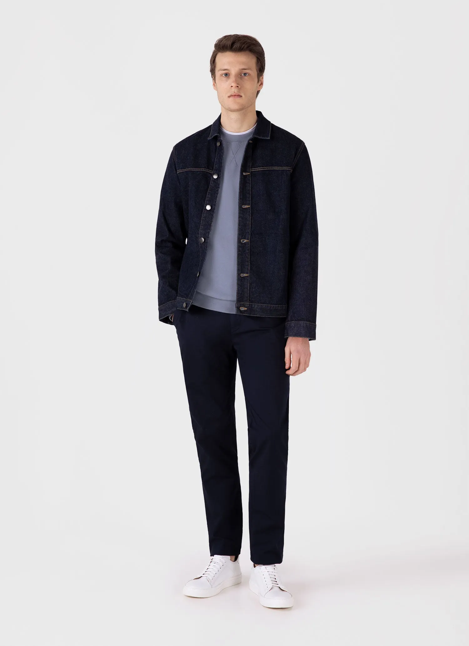 Men's Loopback Sweatshirt in Vintage Blue sold by Sunspel product image thumbnail 3