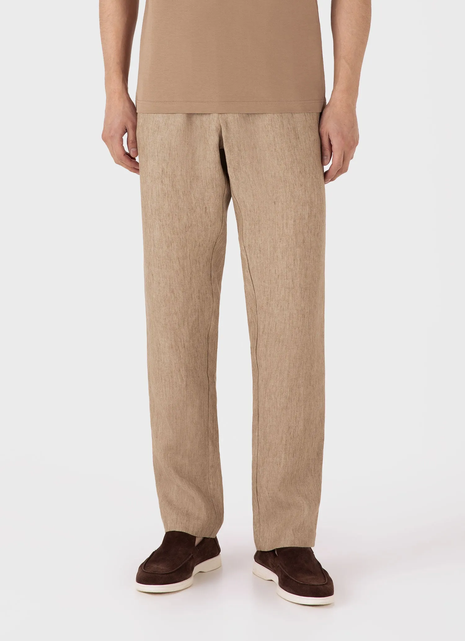 Men's Linen Drawstring Trouser in Dune Melange sold by Sunspel product image thumbnail 2