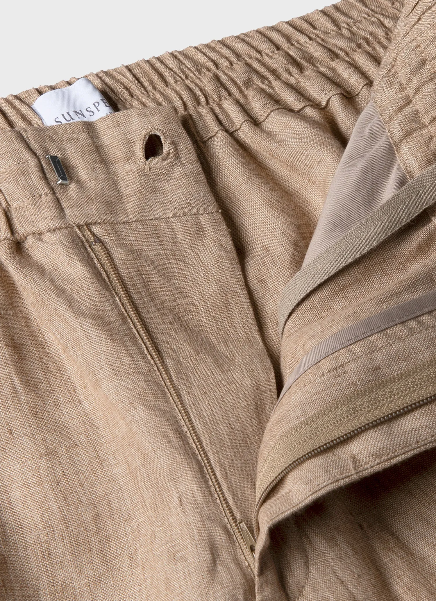 Men's Linen Drawstring Trouser in Dune Melange sold by Sunspel product image thumbnail 4