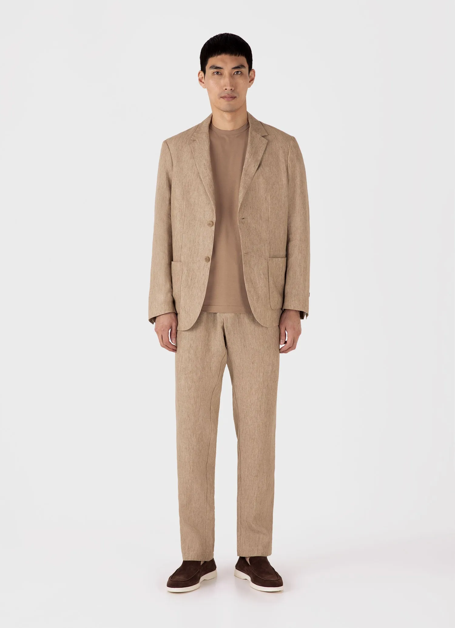 Men's Linen Drawstring Trouser in Dune Melange sold by Sunspel product image thumbnail 3