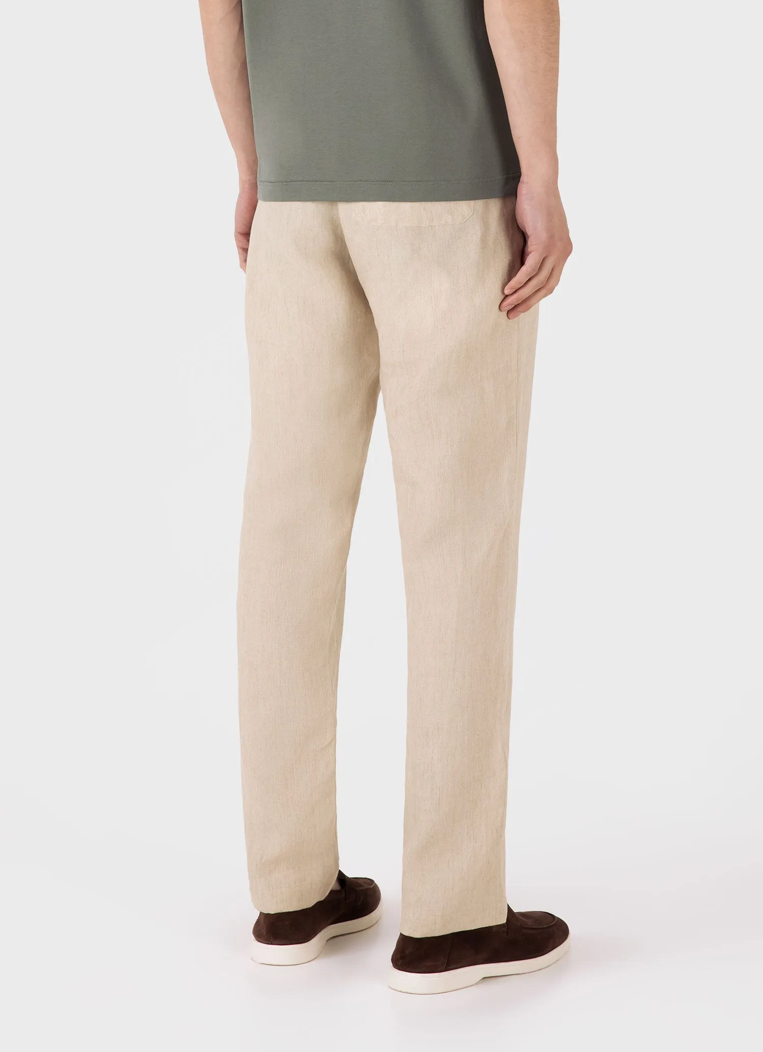 Men's Linen Drawstring Trouser in Light Sand sold by Sunspel product image thumbnail 5
