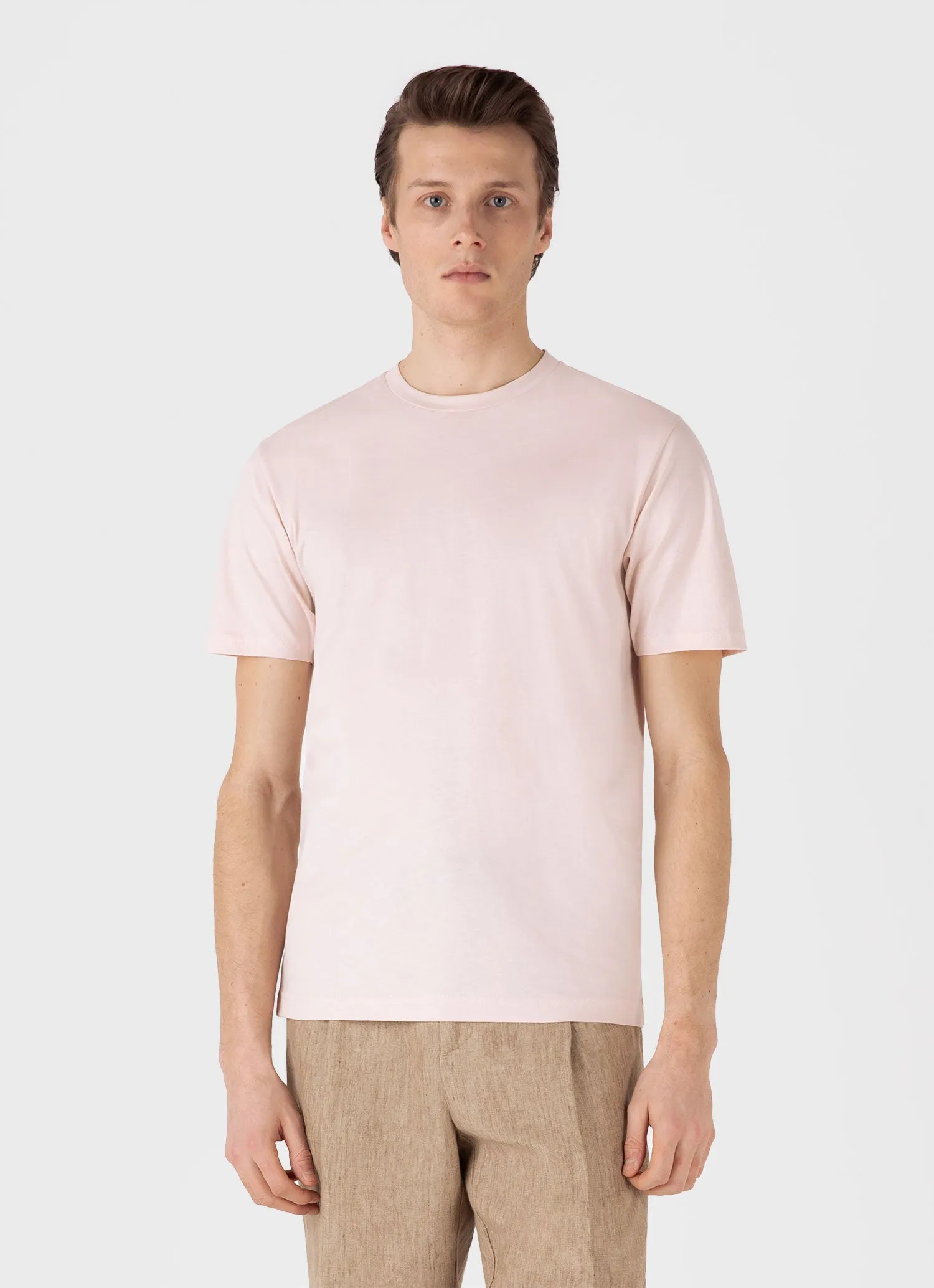 Men's Riviera Midweight T-shirt in Pastel Pink sold by Sunspel product image thumbnail 2