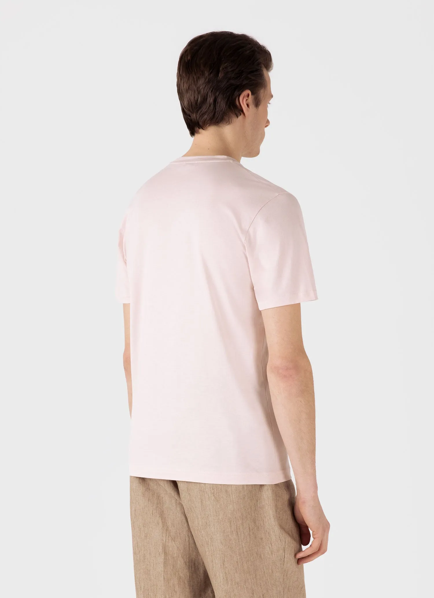Men's Riviera Midweight T-shirt in Pastel Pink sold by Sunspel product image thumbnail 5