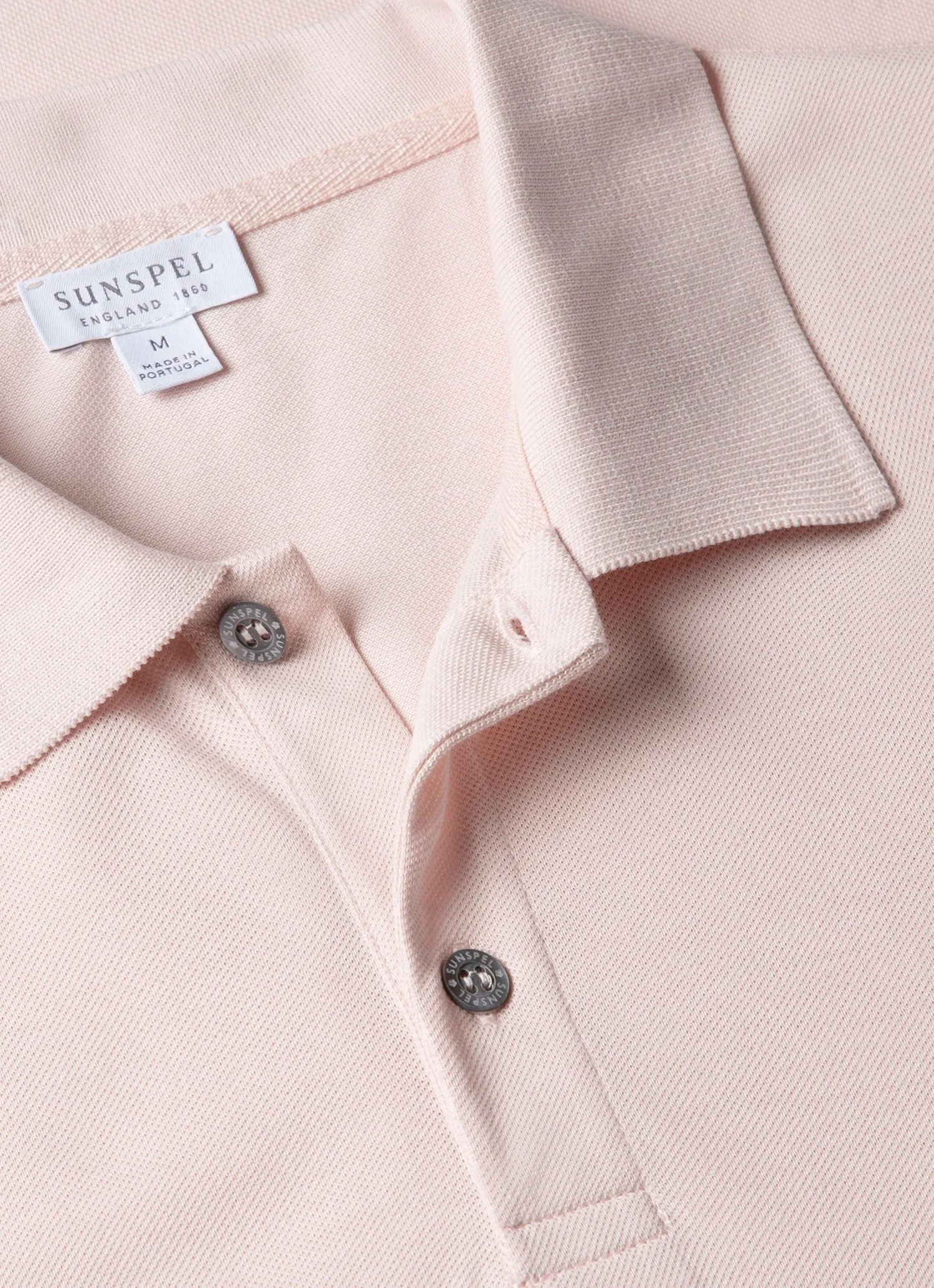 Men's Piqué Polo Shirt in Pastel Pink sold by Sunspel product image thumbnail 4