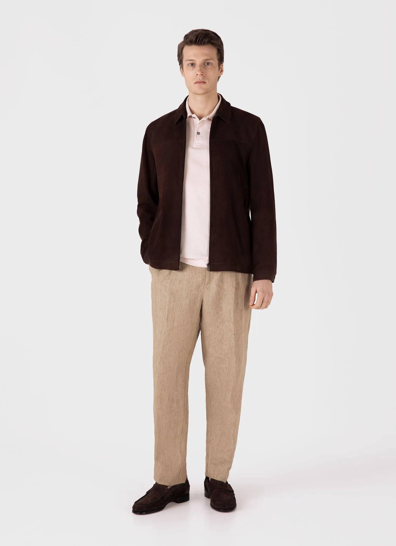 Men's Piqué Polo Shirt in Pastel Pink sold by Sunspel product image thumbnail 3