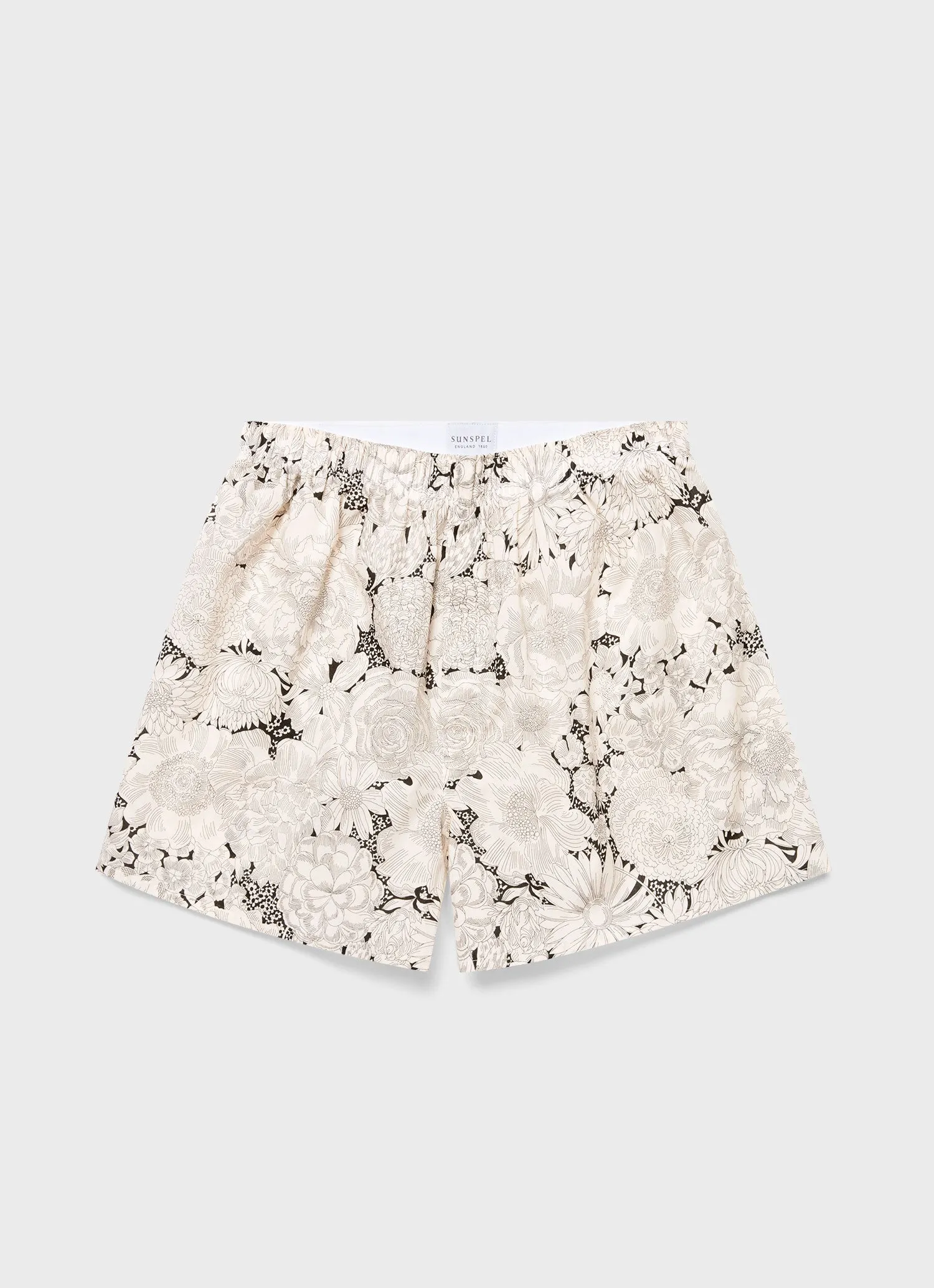 Men's Classic Boxer Shorts in Liberty Fabric in White English Bloom sold by Sunspel