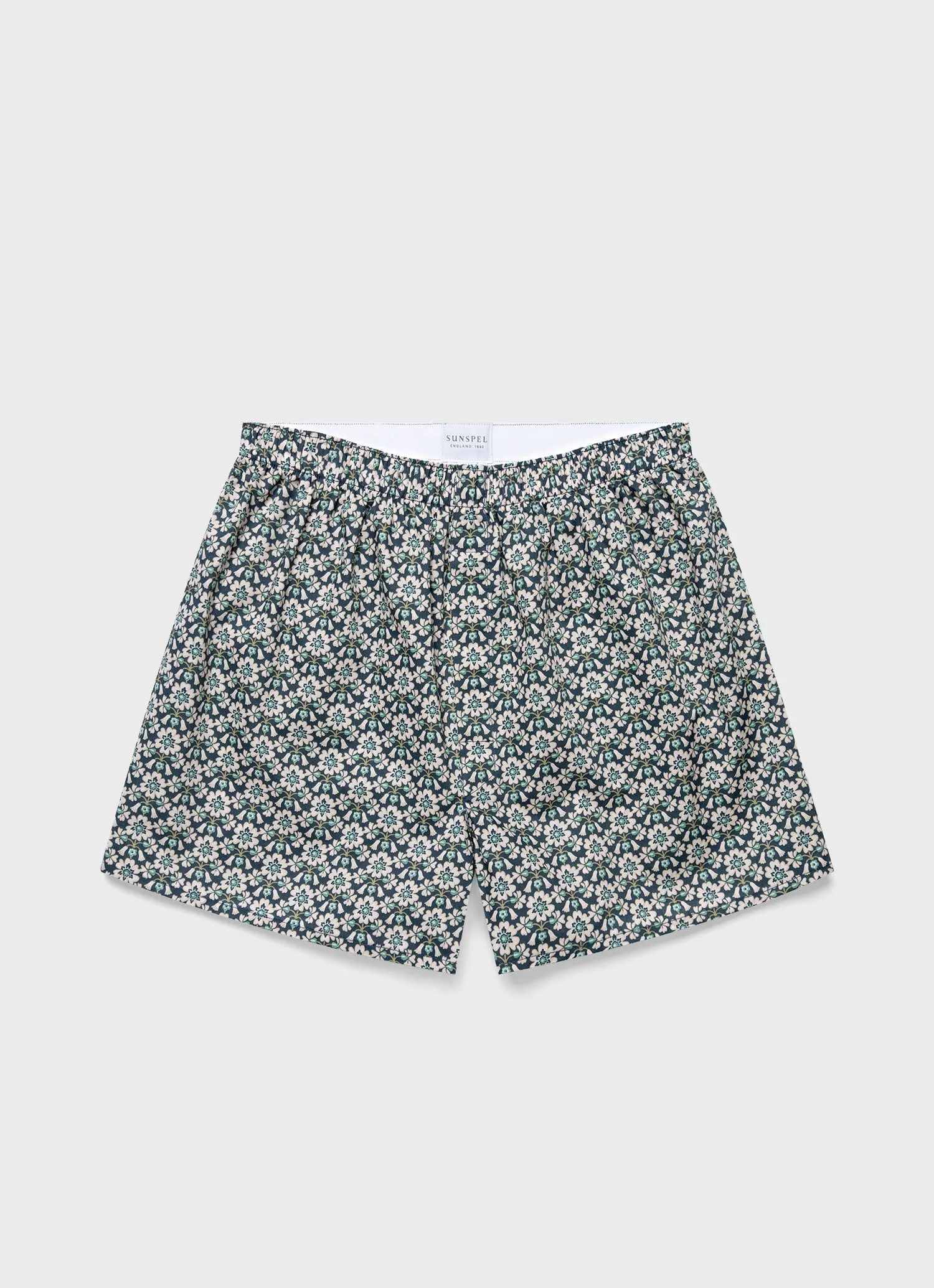 Men's Classic Boxer Shorts in Liberty Fabric in Navy/White Macsen sold by Sunspel